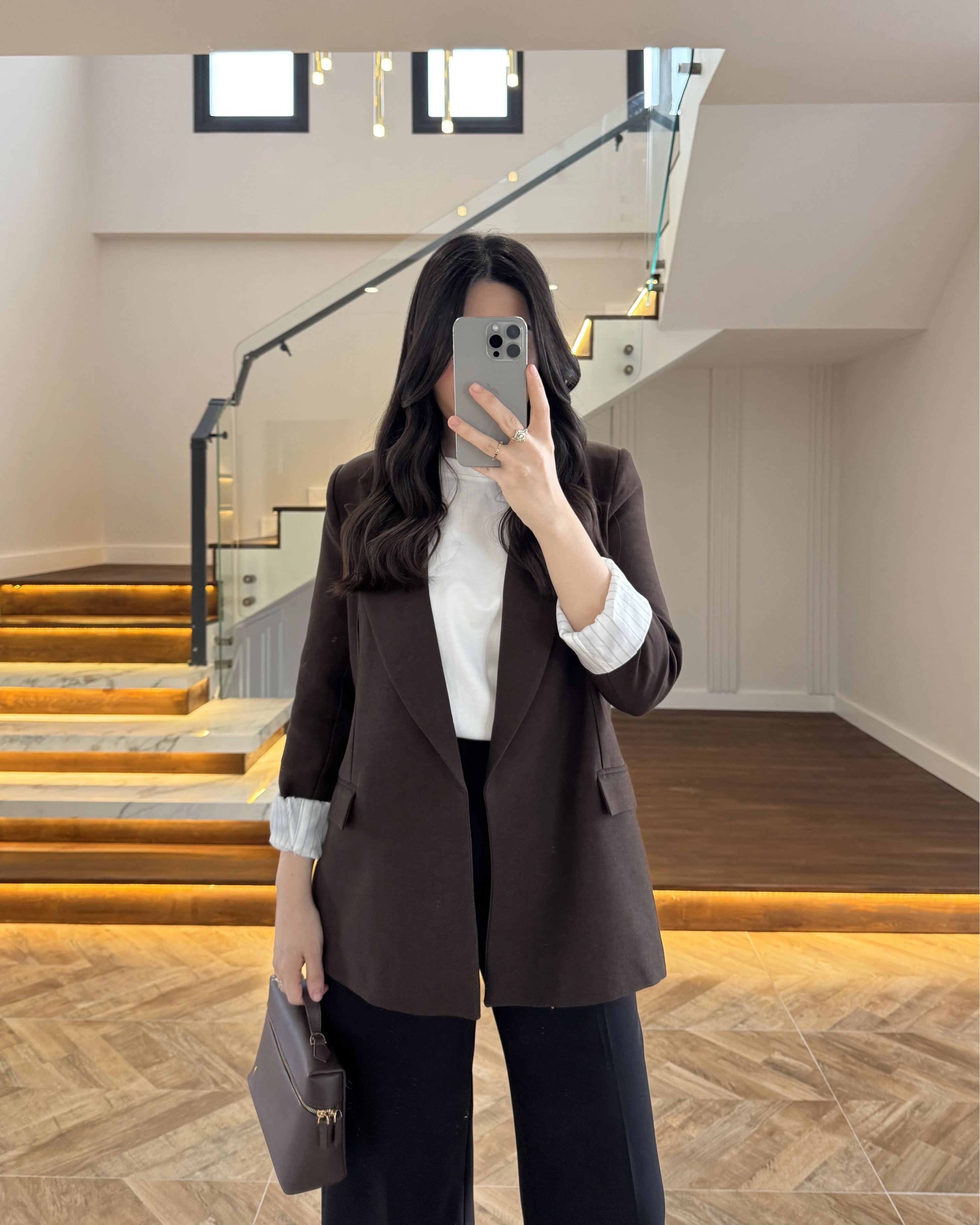 KAHVE ÇİZGİLİ ASTARLI CEKET- 7627