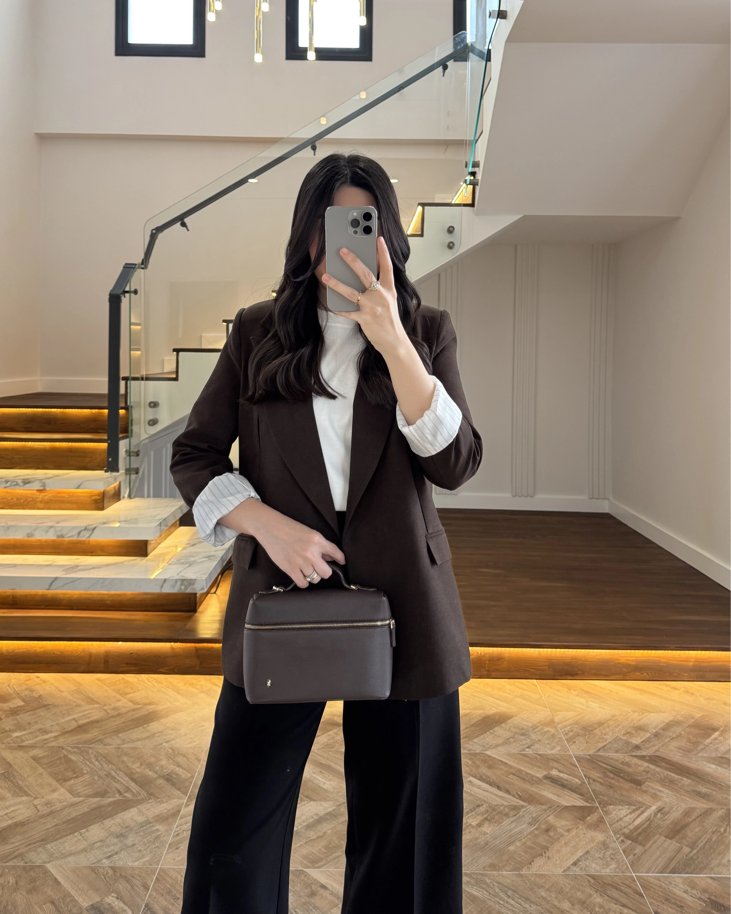 KAHVE ÇİZGİLİ ASTARLI CEKET- 7627