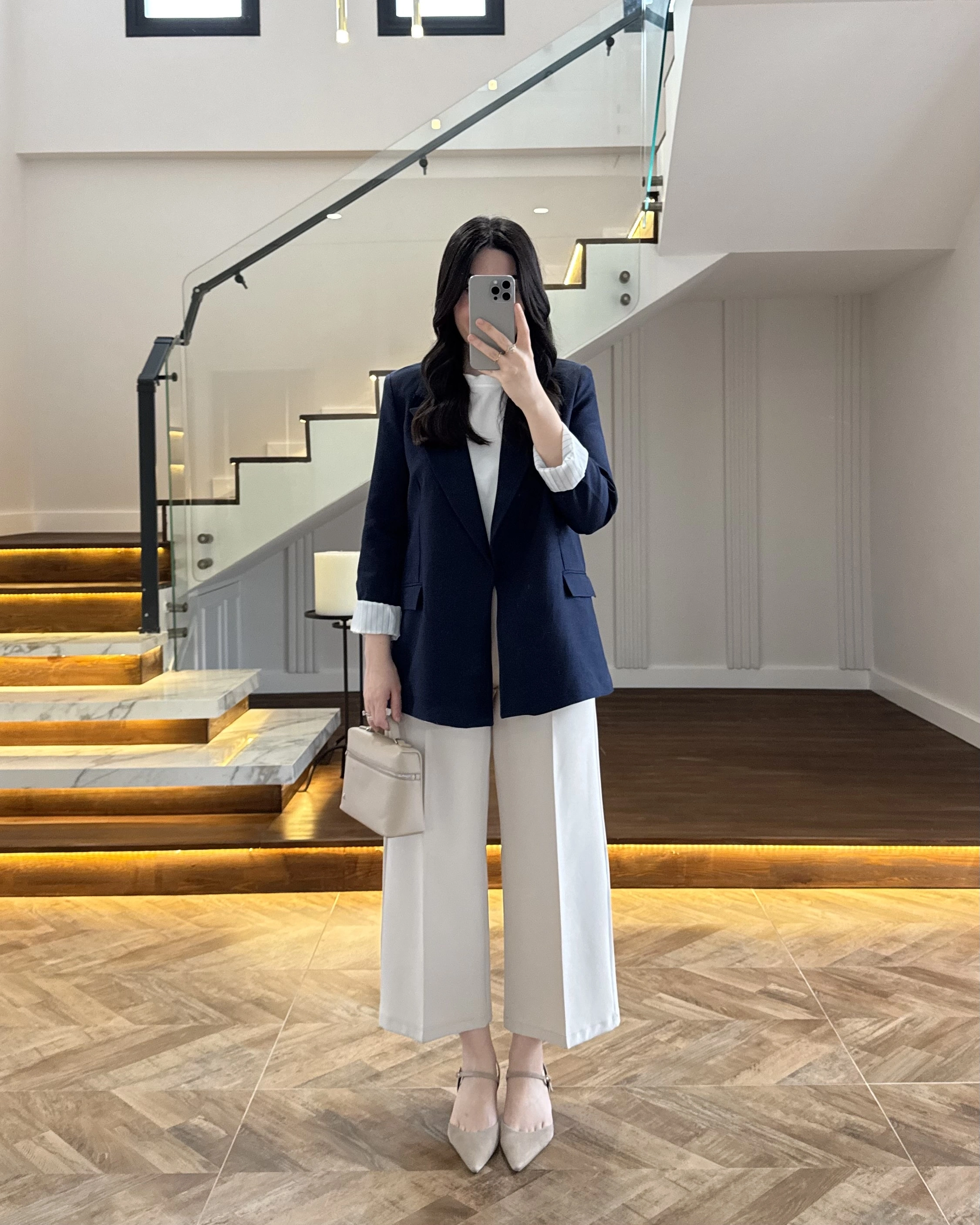 LACİVERT ÇİZGİLİ ASTARLI CEKET- 7627