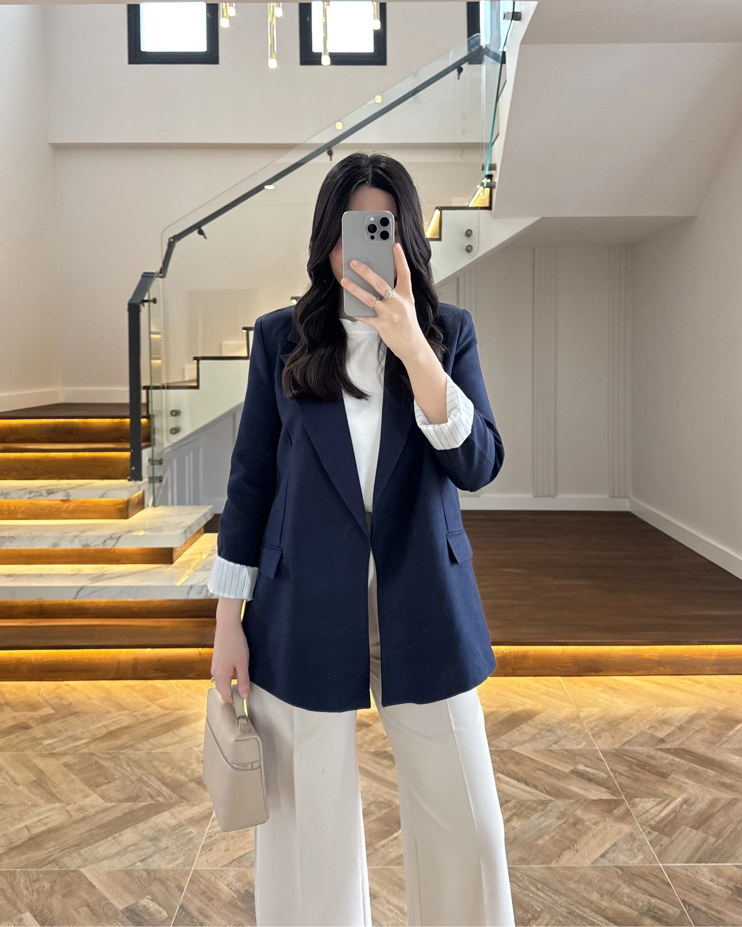 LACİVERT ÇİZGİLİ ASTARLI CEKET- 7627