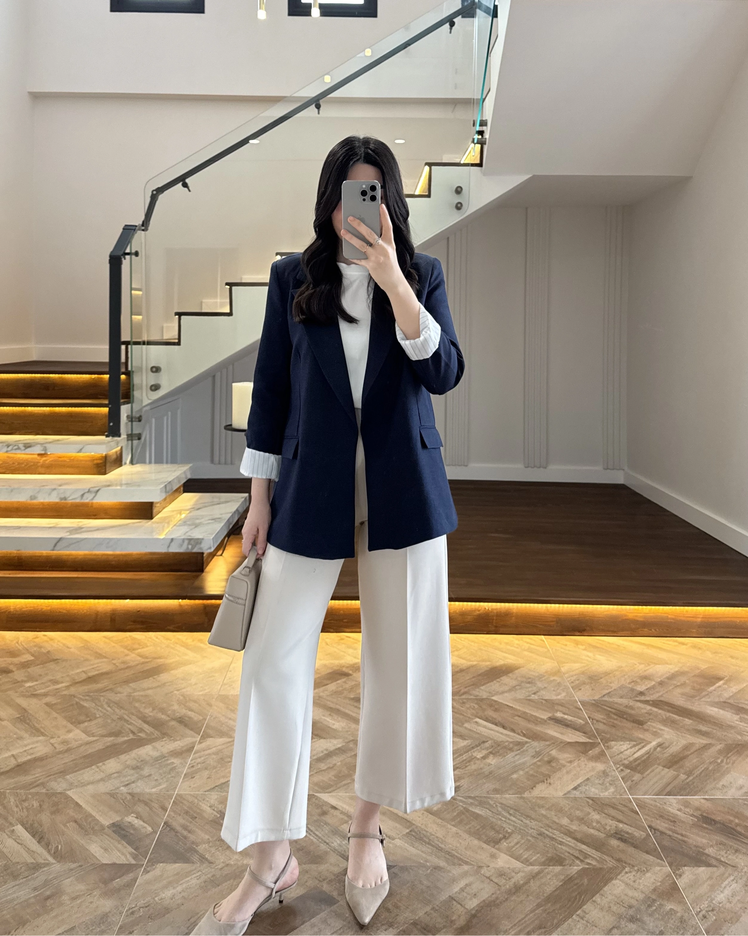 LACİVERT ÇİZGİLİ ASTARLI CEKET- 7627
