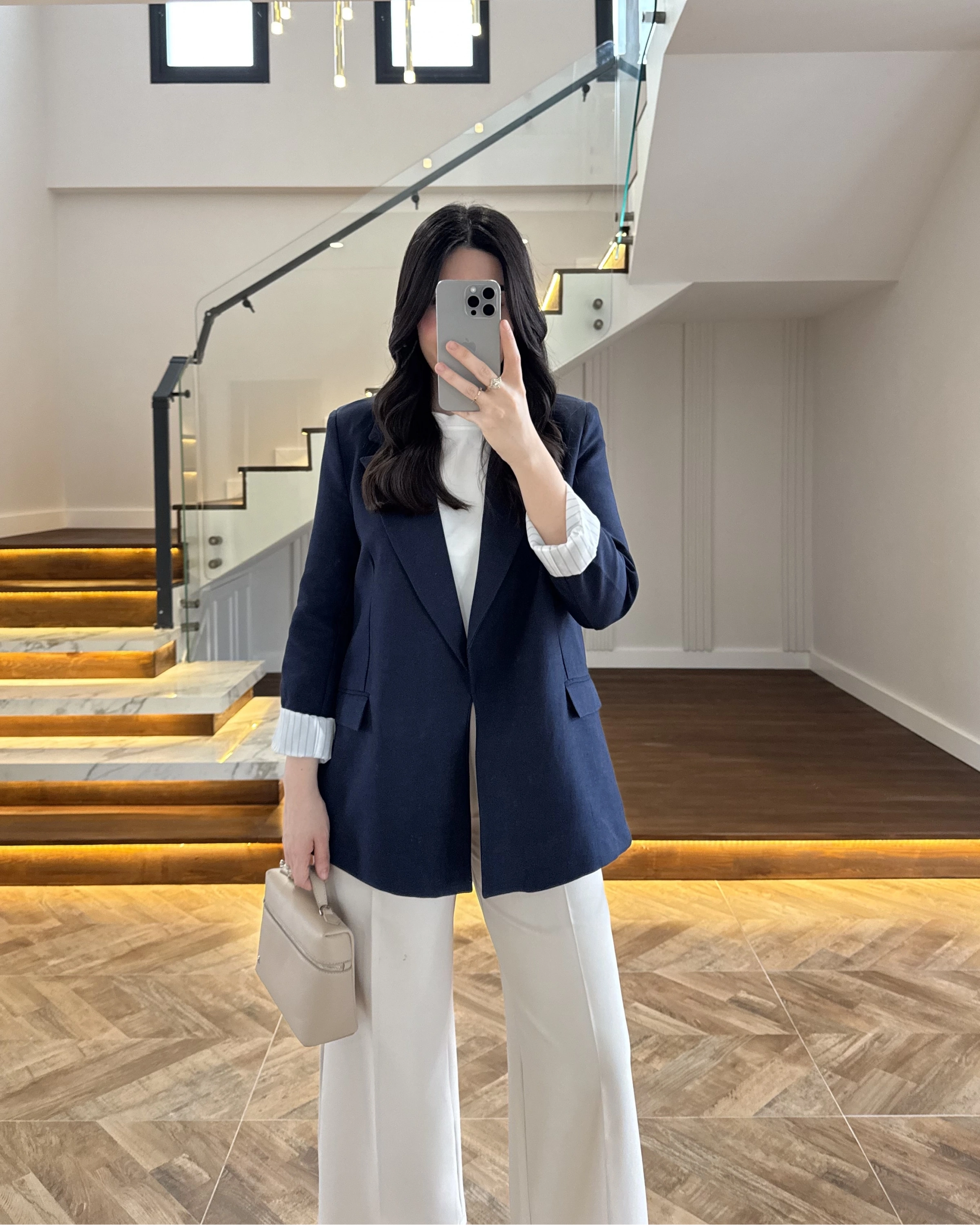 LACİVERT ÇİZGİLİ ASTARLI CEKET- 7627