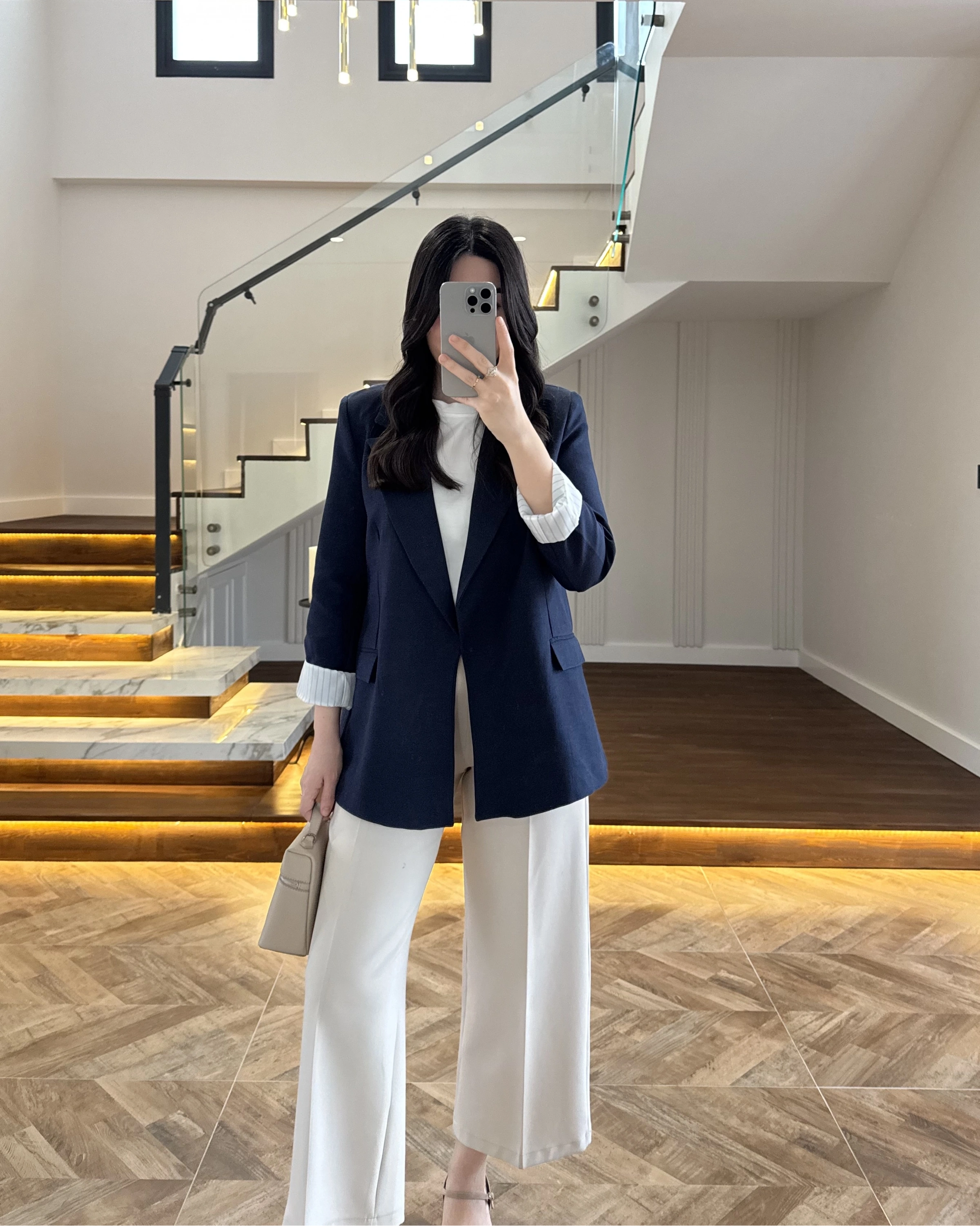 LACİVERT ÇİZGİLİ ASTARLI CEKET- 7627