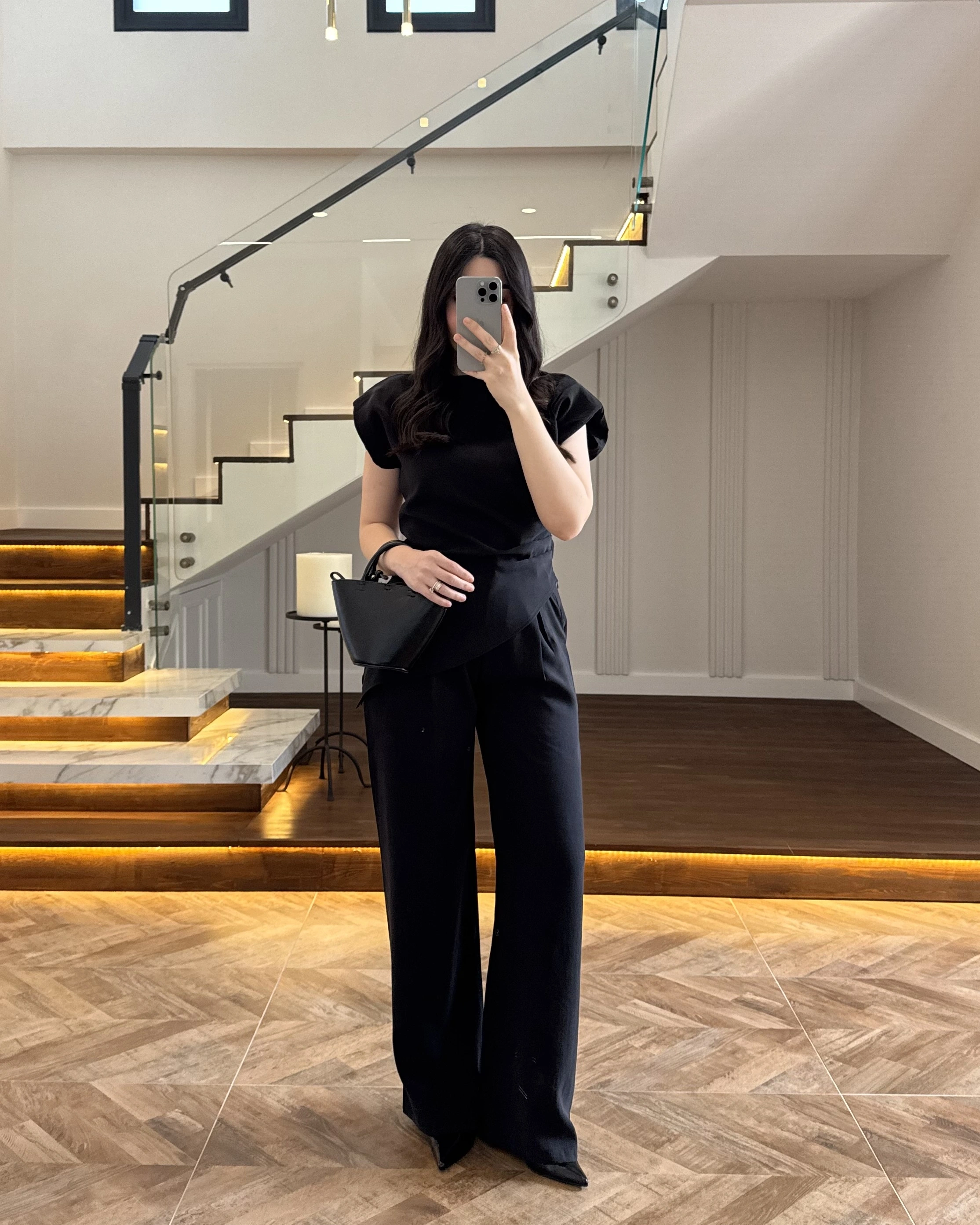 SİYAH ASİMETRİK TENSEL TAKIM-7032-8023