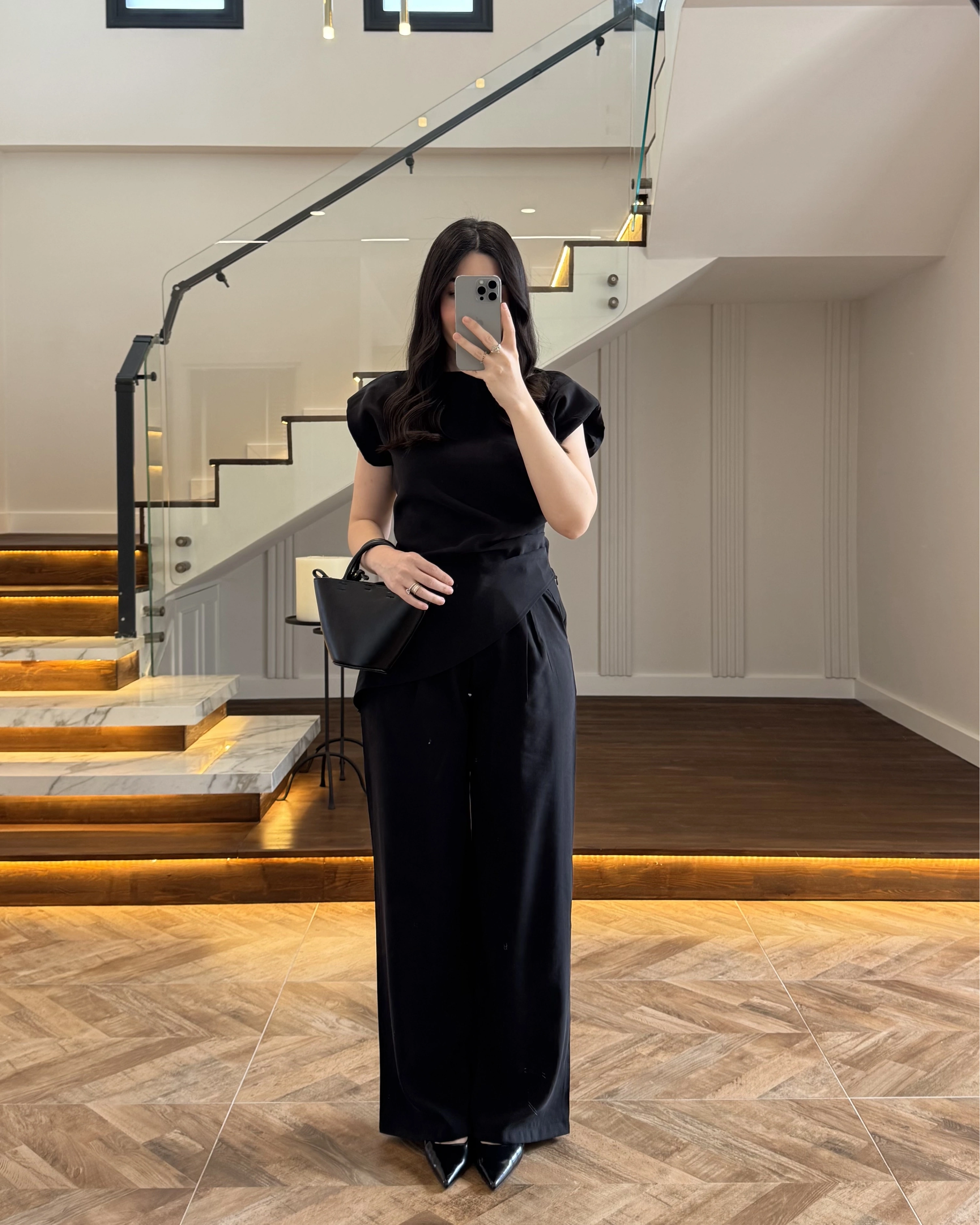 SİYAH ASİMETRİK TENSEL TAKIM-7032-8023