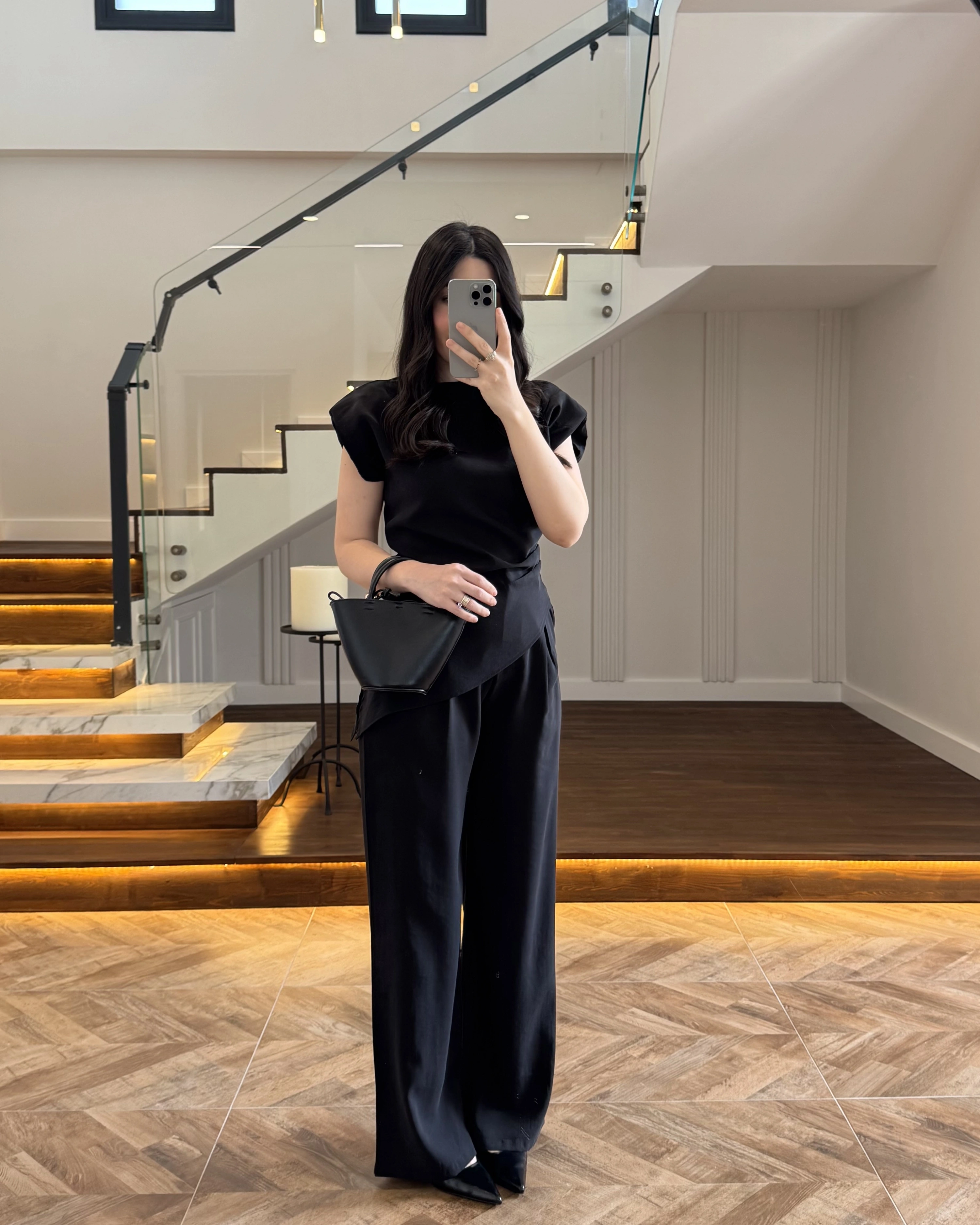 SİYAH ASİMETRİK TENSEL TAKIM-7032-8023