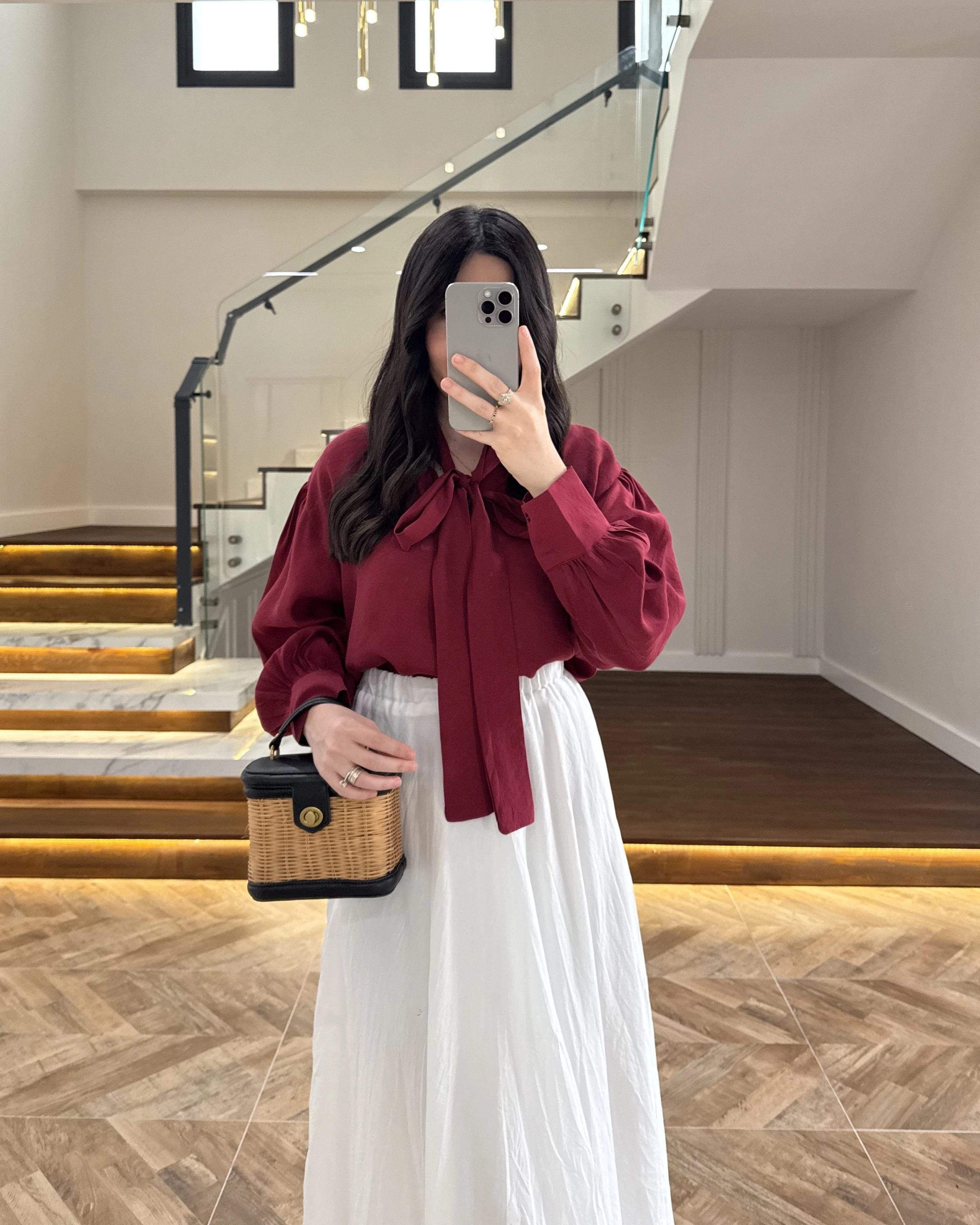 BORDO BAĞCIKLI GÖMLEK -5050