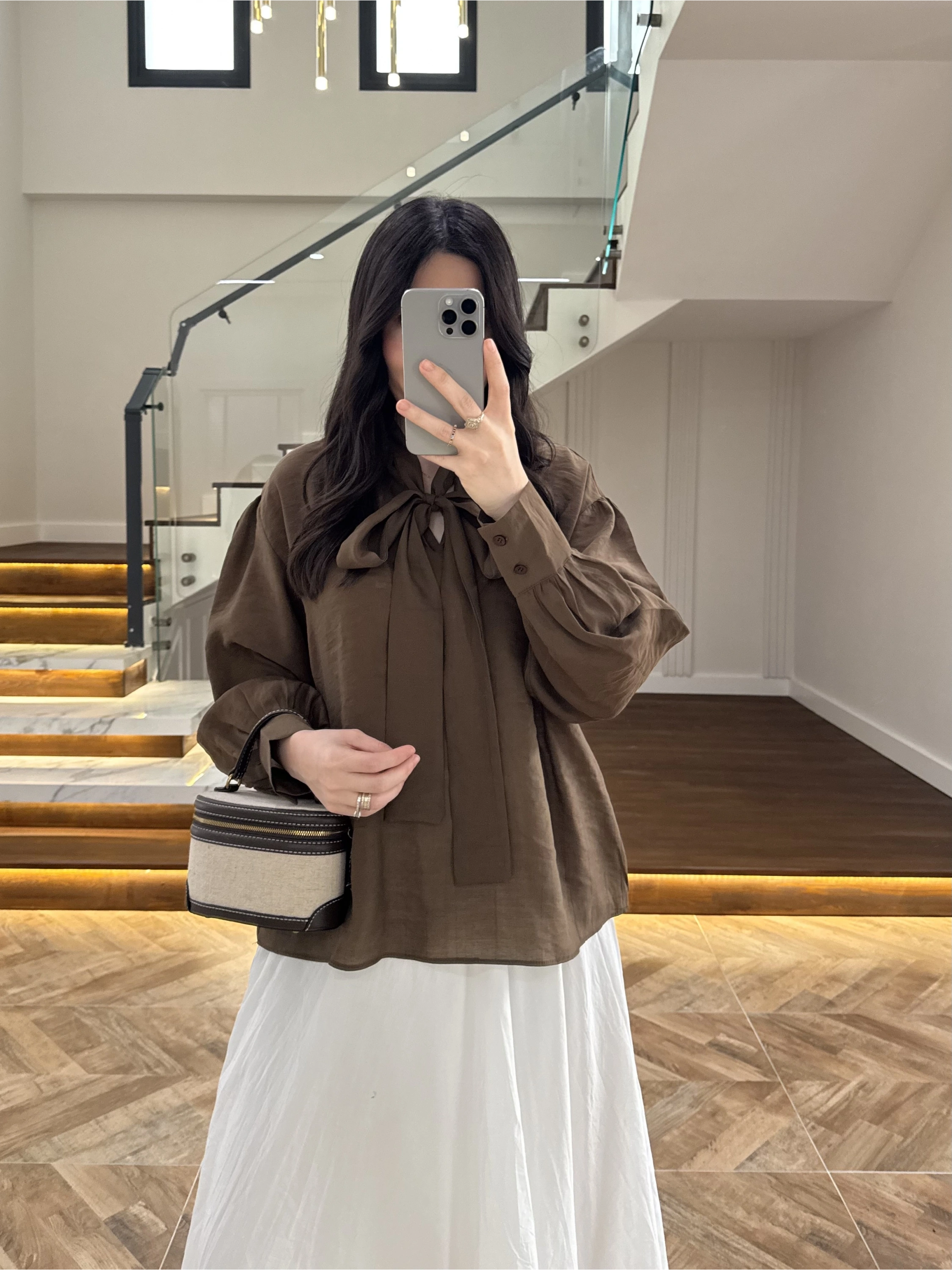 KAHVE BAĞCIKLI GÖMLEK -5050