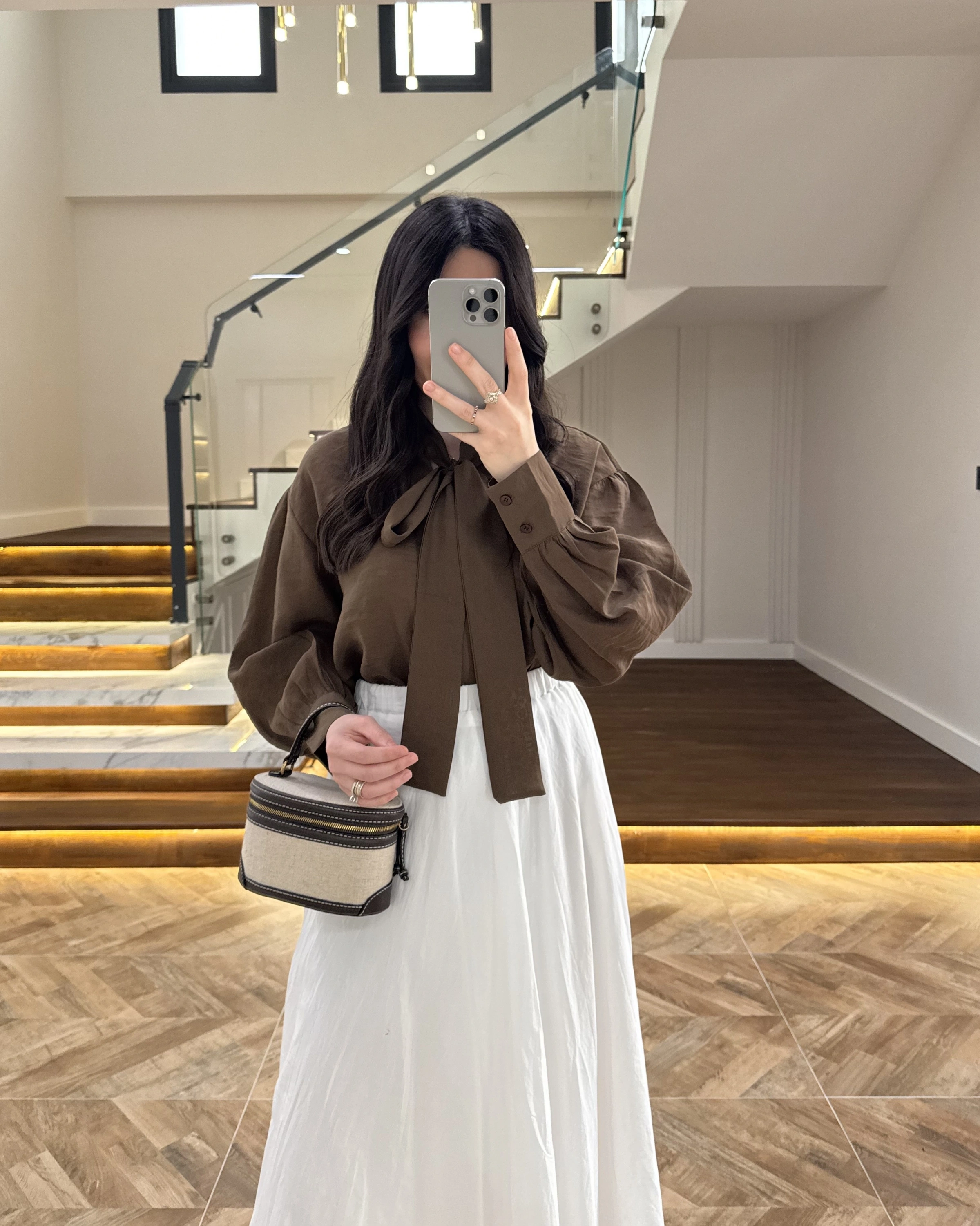 KAHVE BAĞCIKLI GÖMLEK -5050