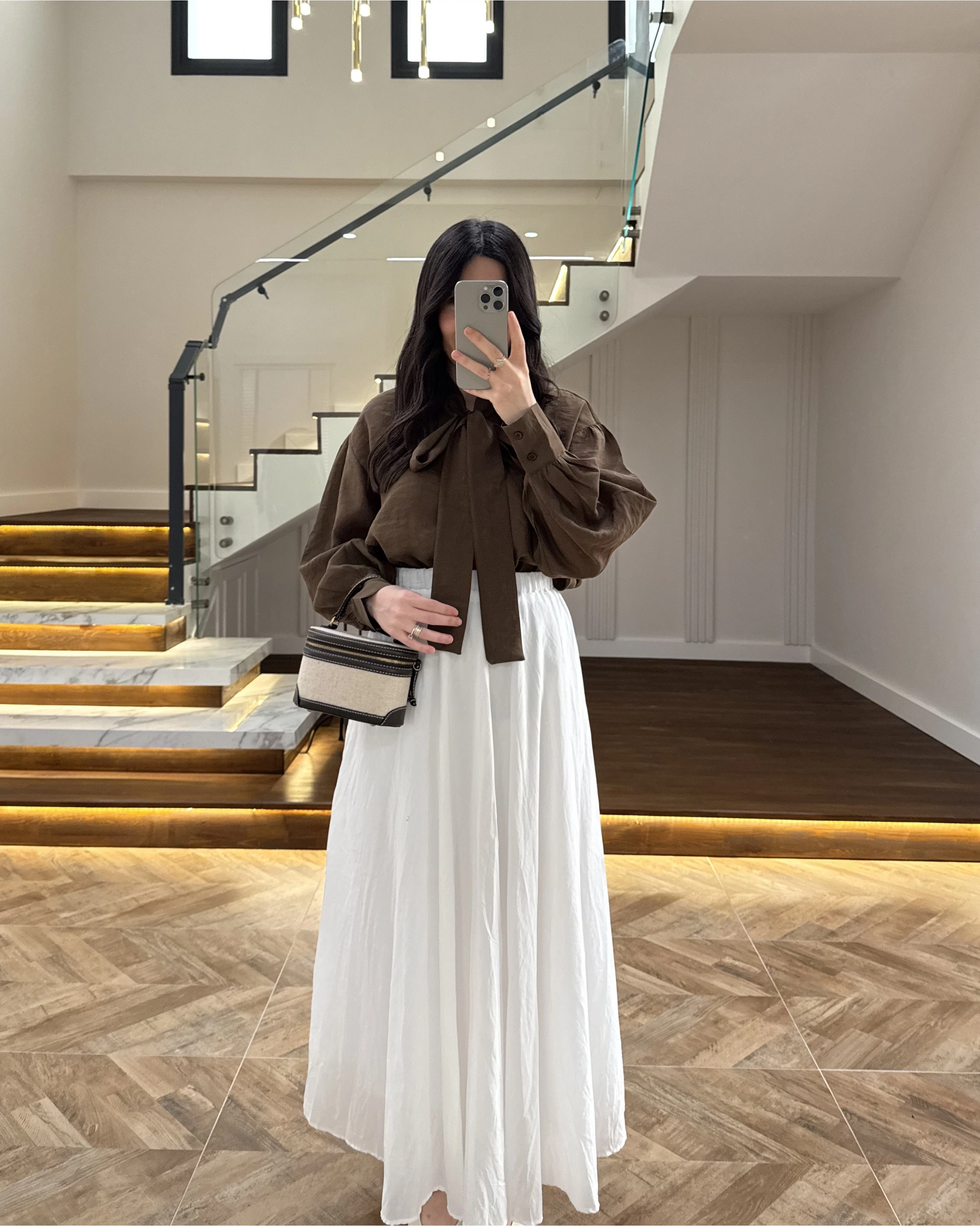 KAHVE BAĞCIKLI GÖMLEK -5050