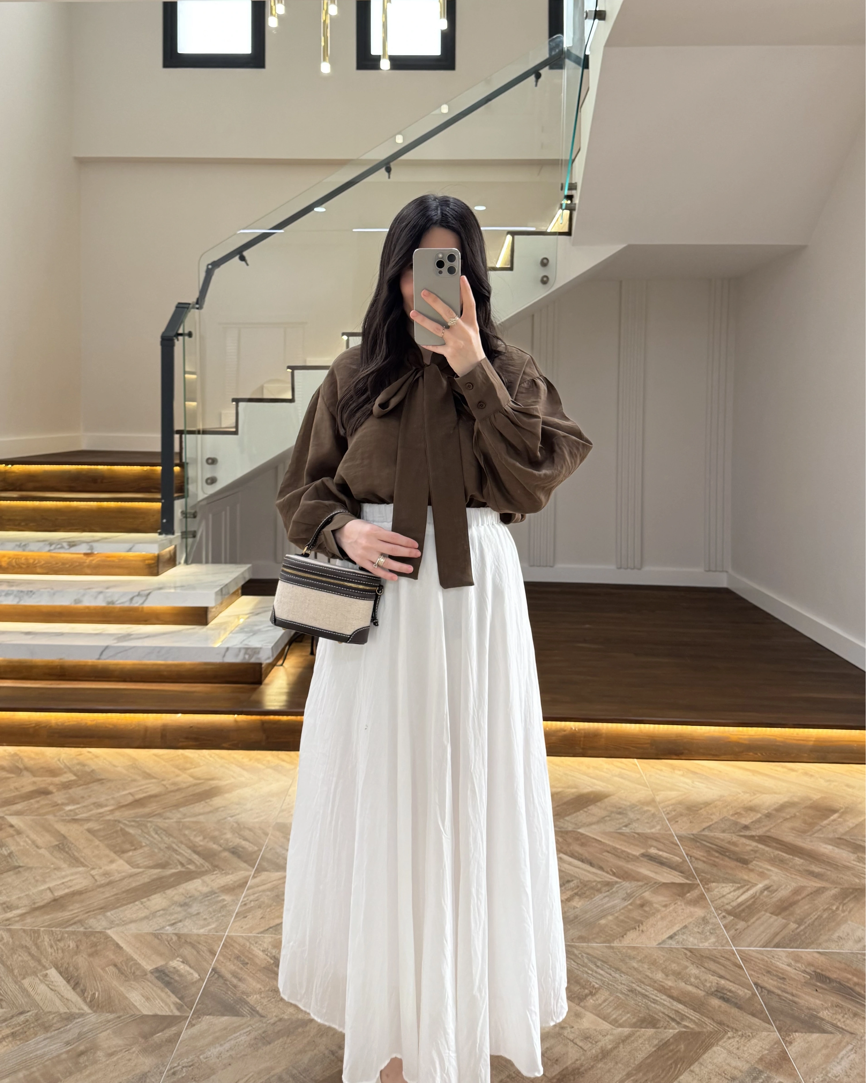 KAHVE BAĞCIKLI GÖMLEK -5050