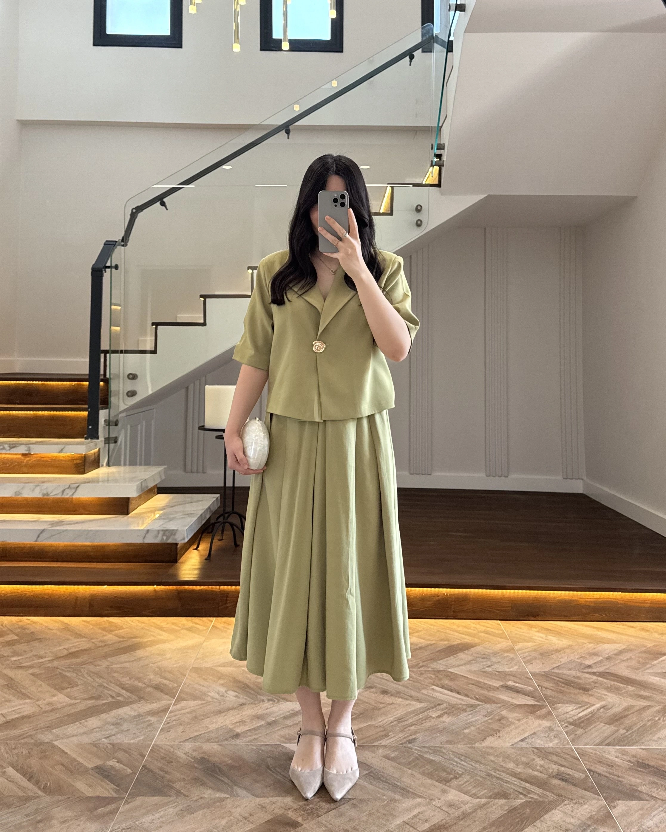 YEŞİL CEKET ETEK TAKIM -9510