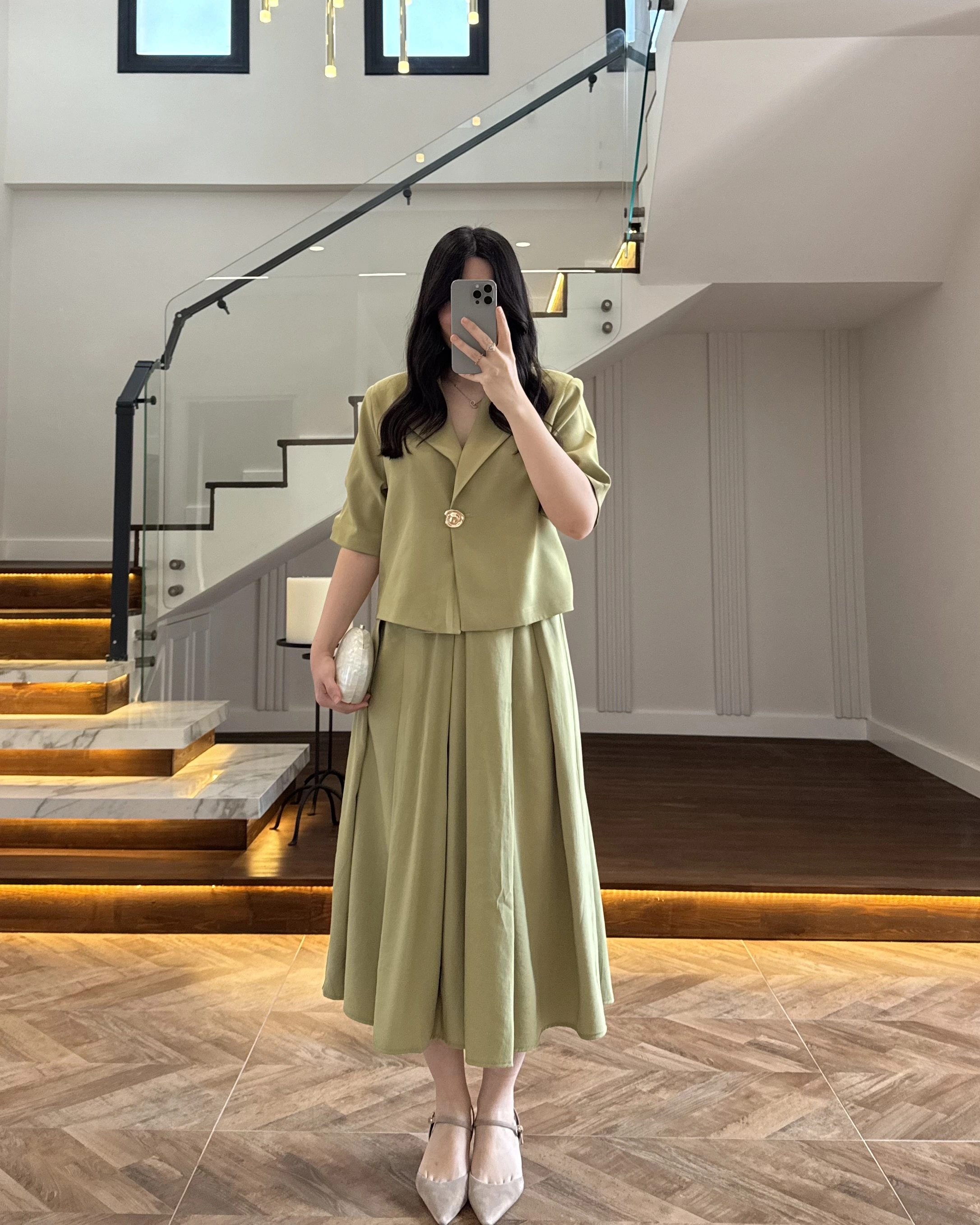 YEŞİL CEKET ETEK TAKIM -9510