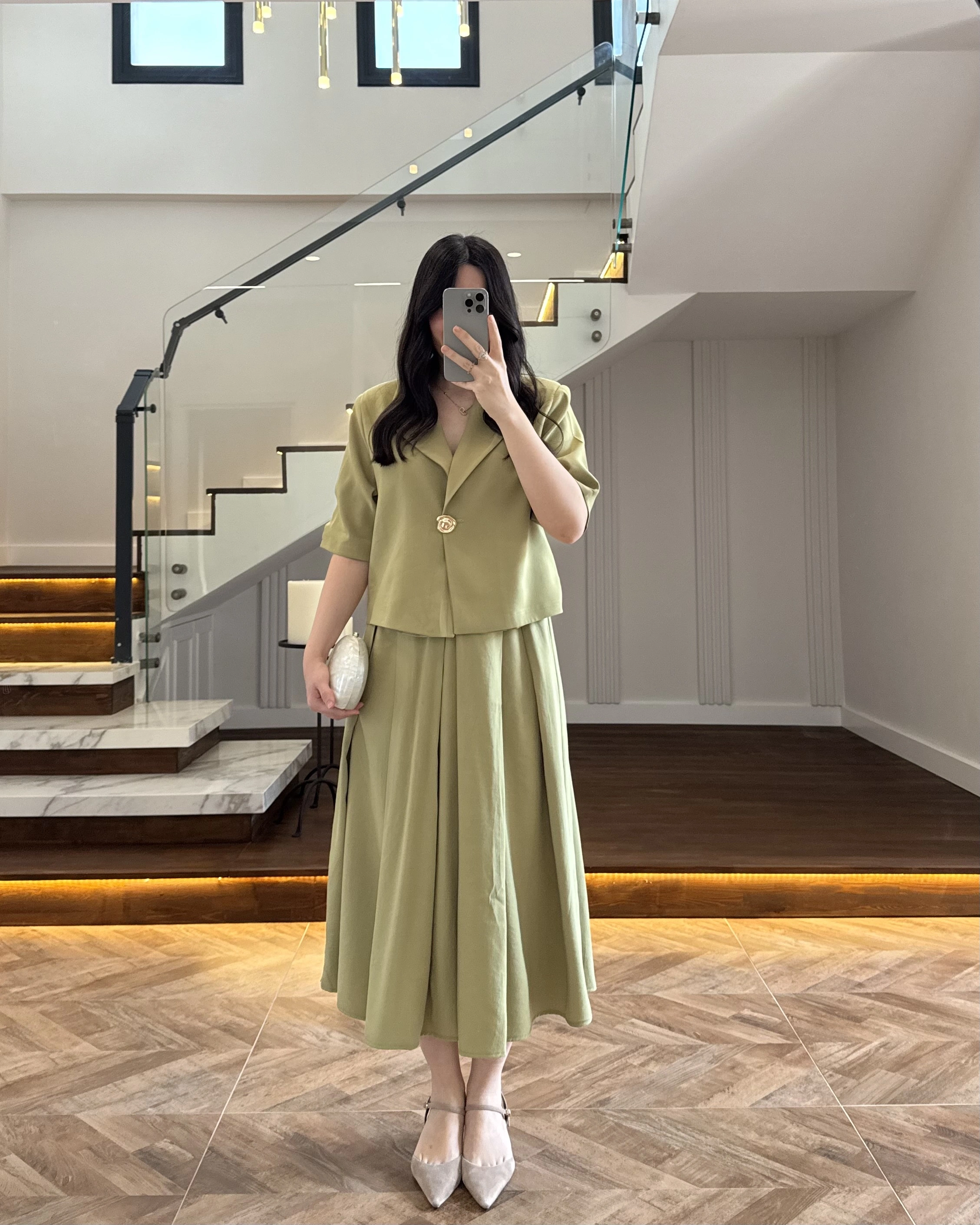 YEŞİL CEKET ETEK TAKIM -9510