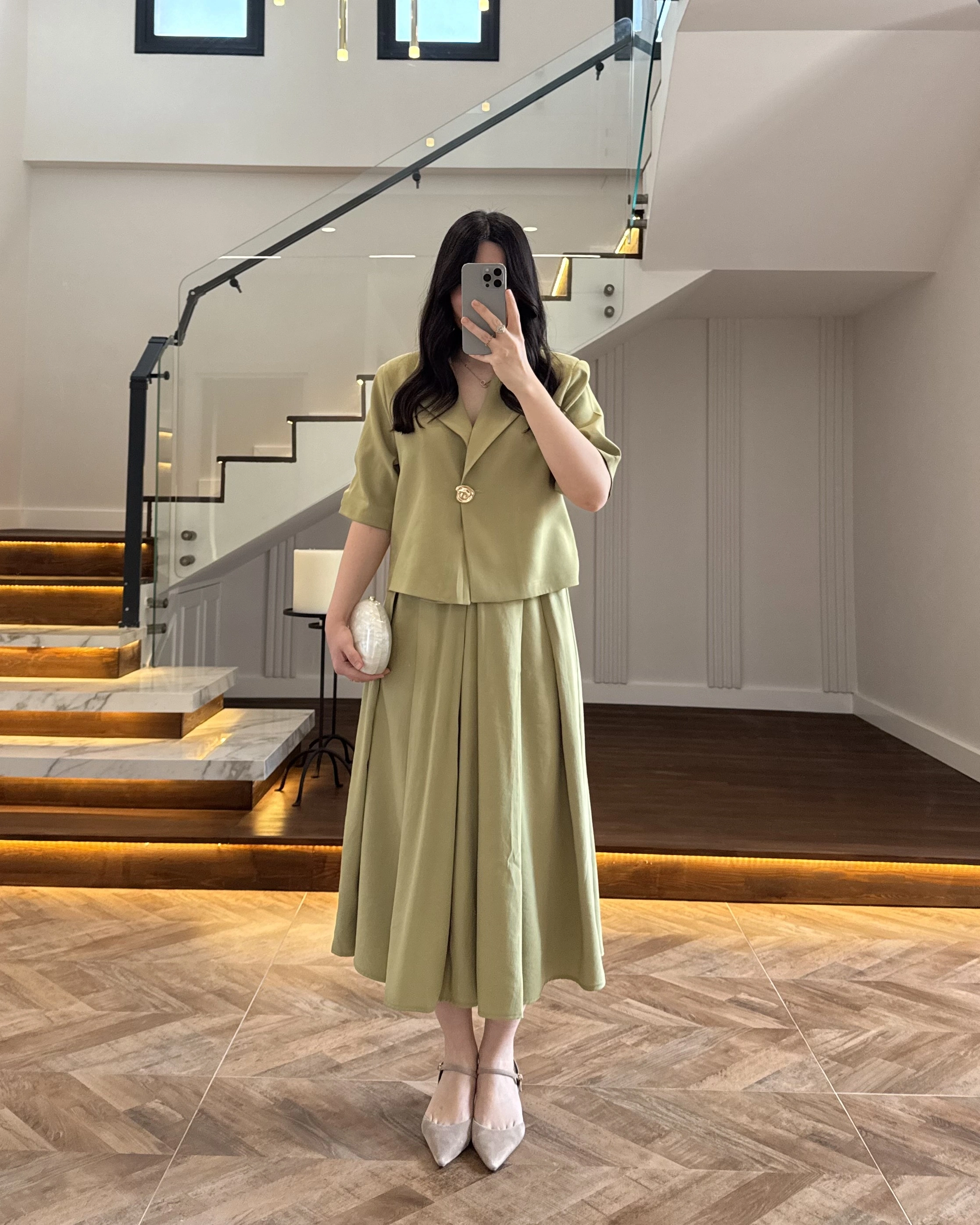 YEŞİL CEKET ETEK TAKIM -9510