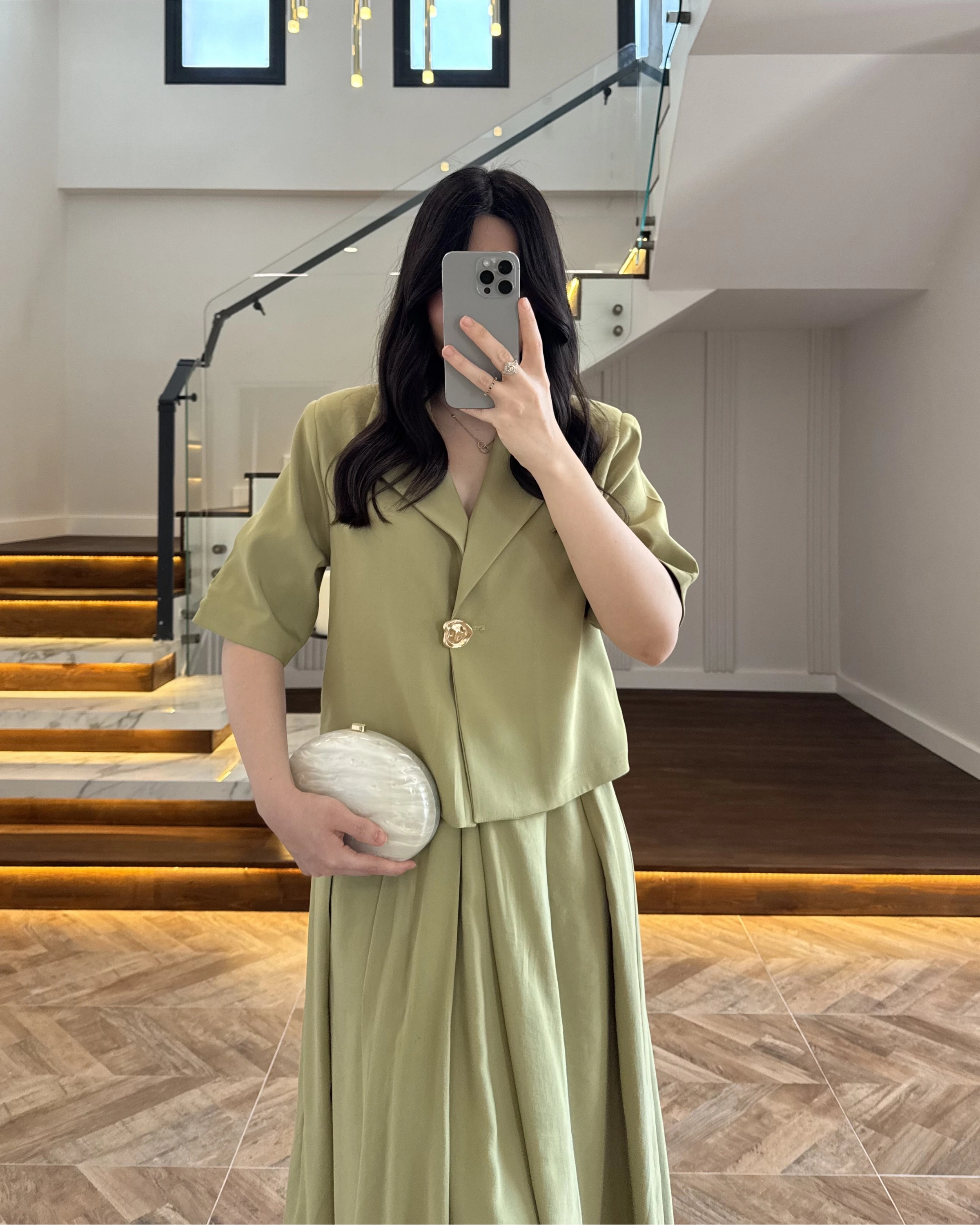 YEŞİL CEKET ETEK TAKIM -9510