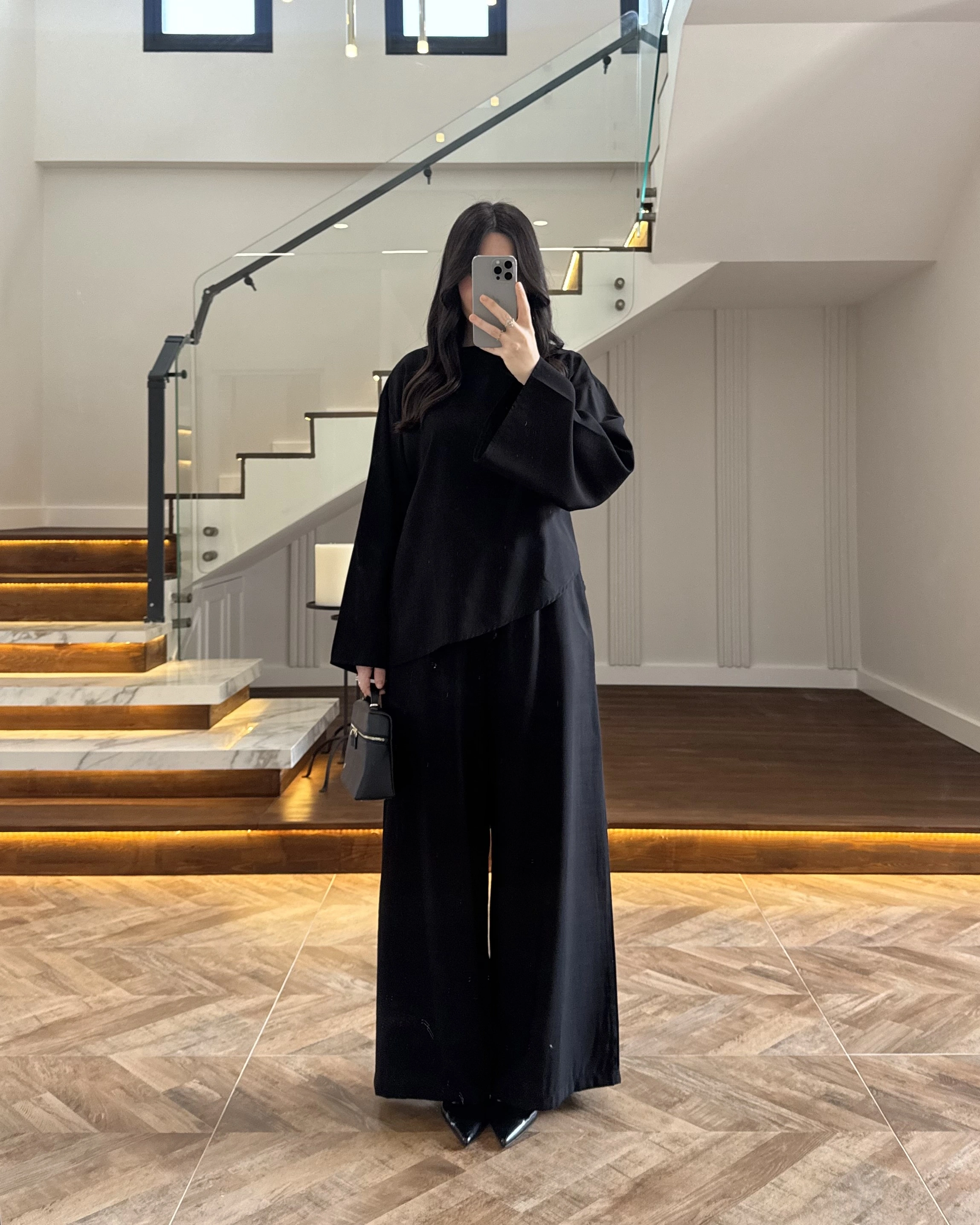 SİYAH ASİMETRİK KUŞAKLI TAKIM-9099