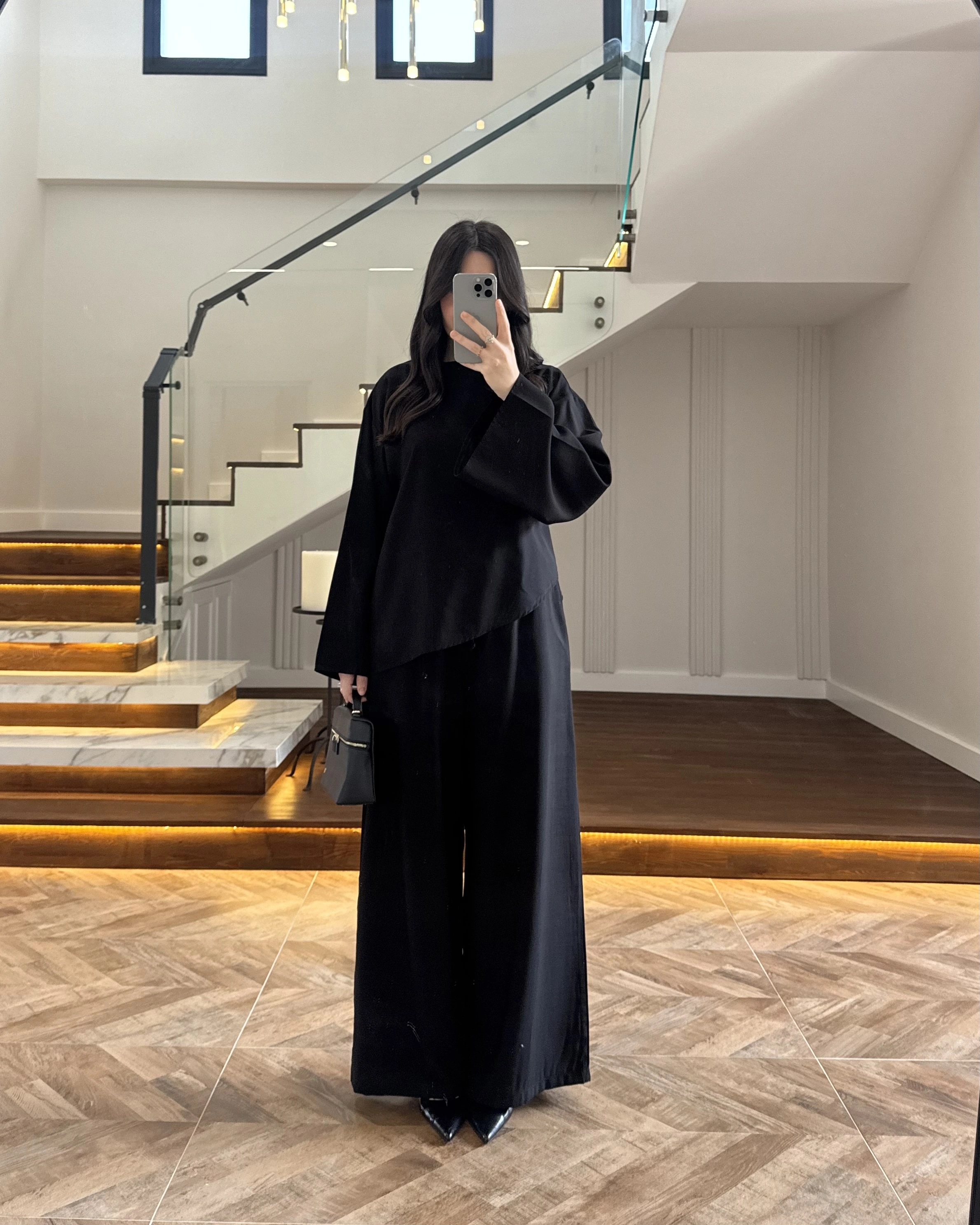 SİYAH ASİMETRİK KUŞAKLI TAKIM-9099