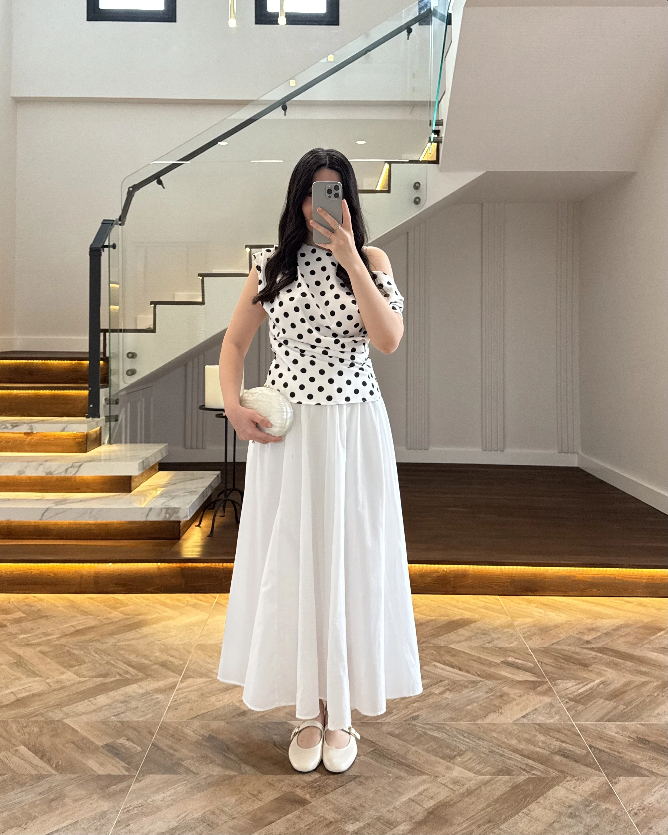 BEYAZ PUANTİYELİ BLUZ -71779