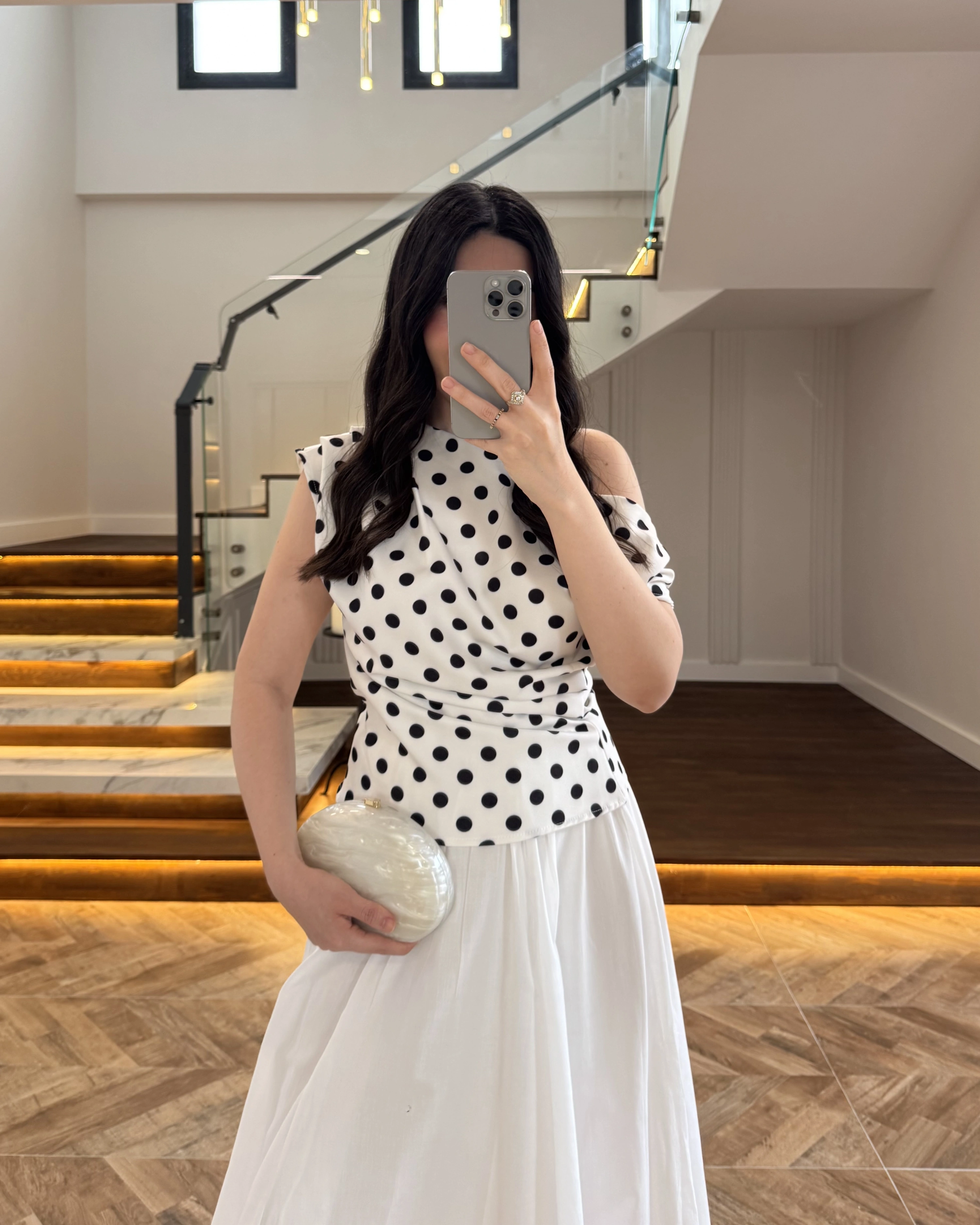 BEYAZ PUANTİYELİ BLUZ -71779