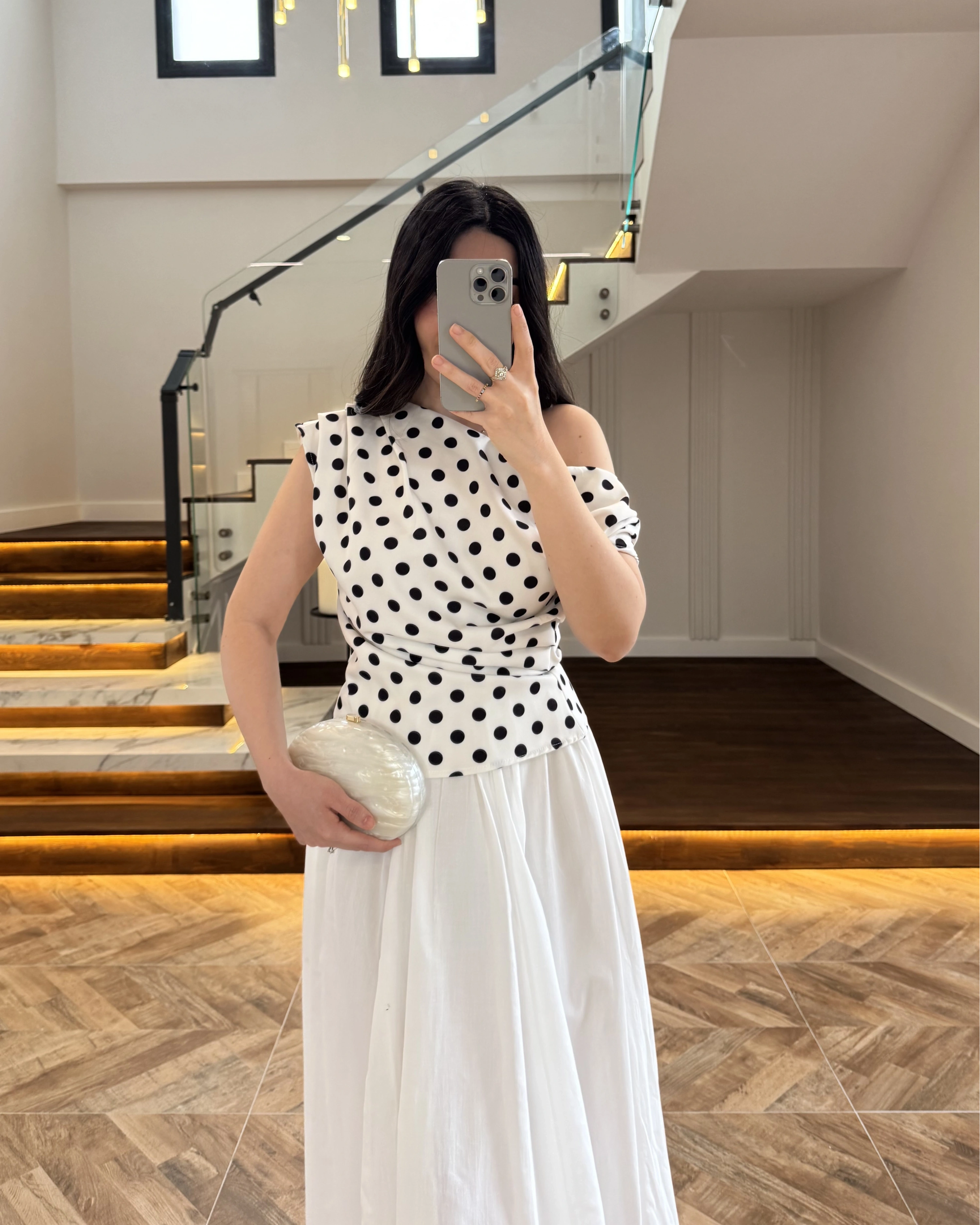 BEYAZ PUANTİYELİ BLUZ -71779