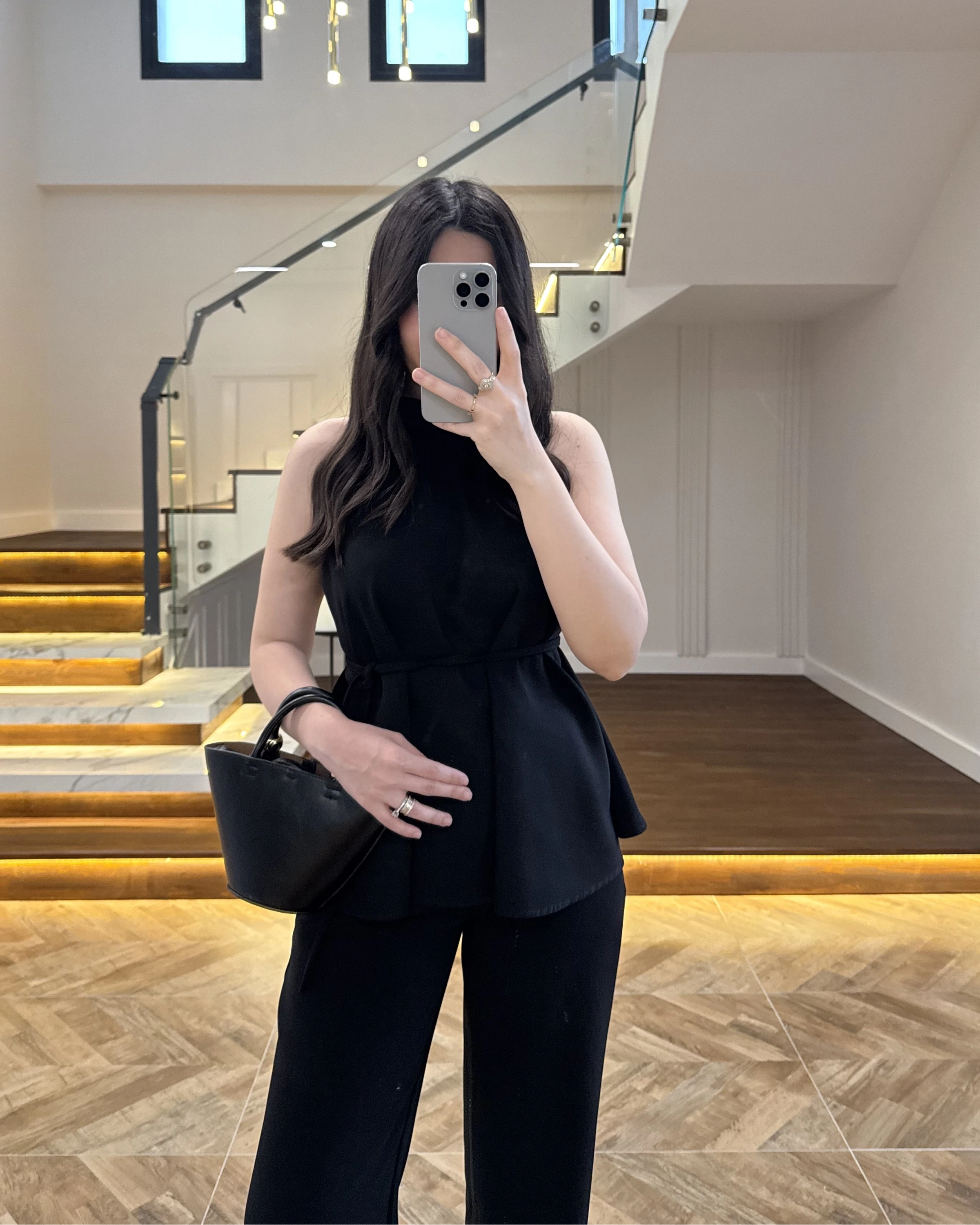 SİYAH BAĞLAMA DETAY TAKIM -8920