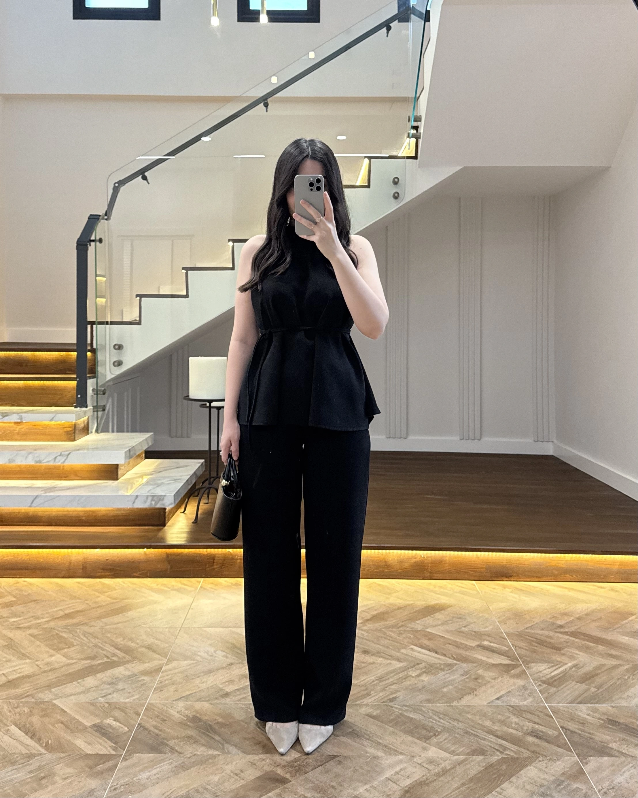 SİYAH BAĞLAMA DETAY TAKIM -8920