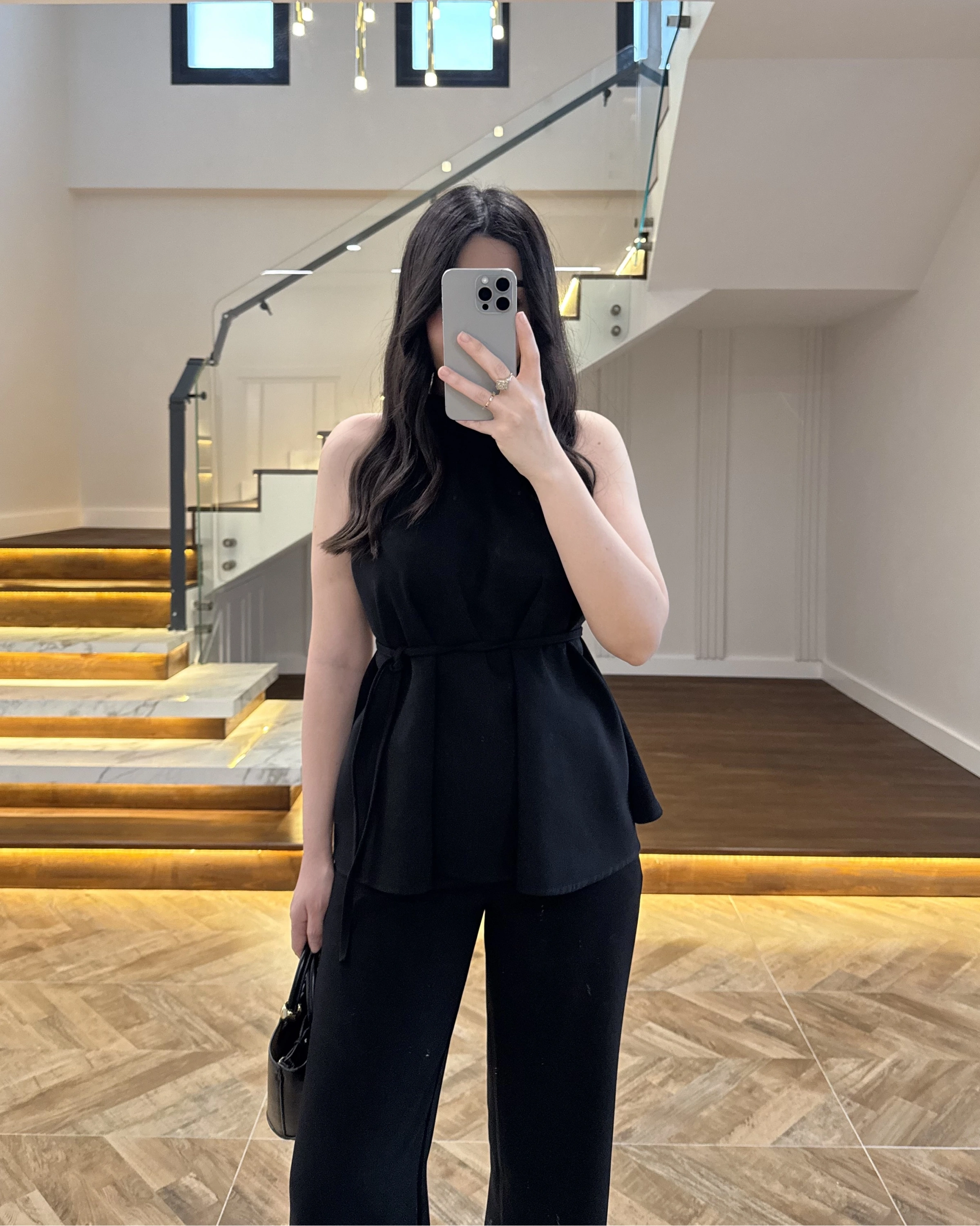 SİYAH BAĞLAMA DETAY TAKIM -8920