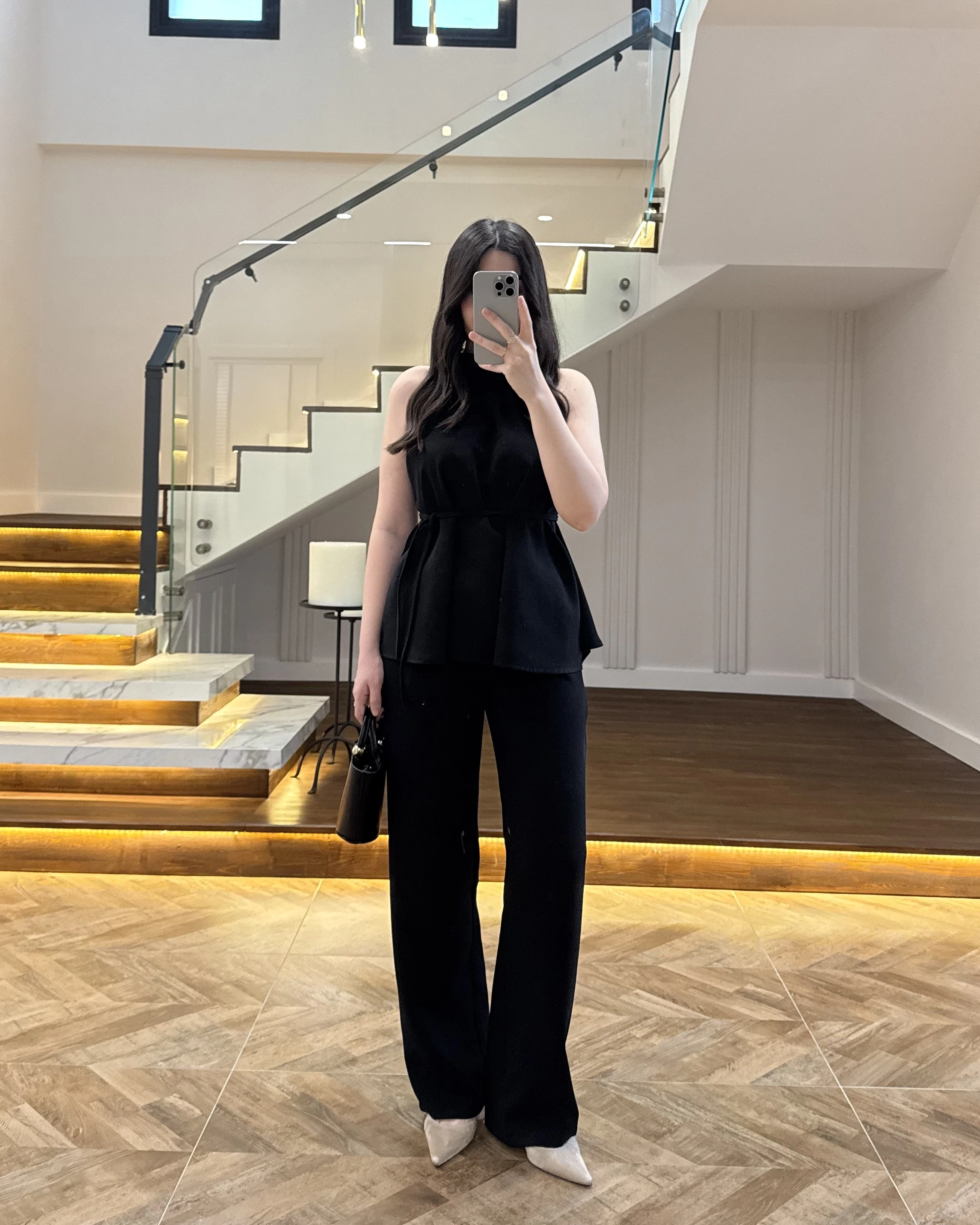 SİYAH BAĞLAMA DETAY TAKIM -8920