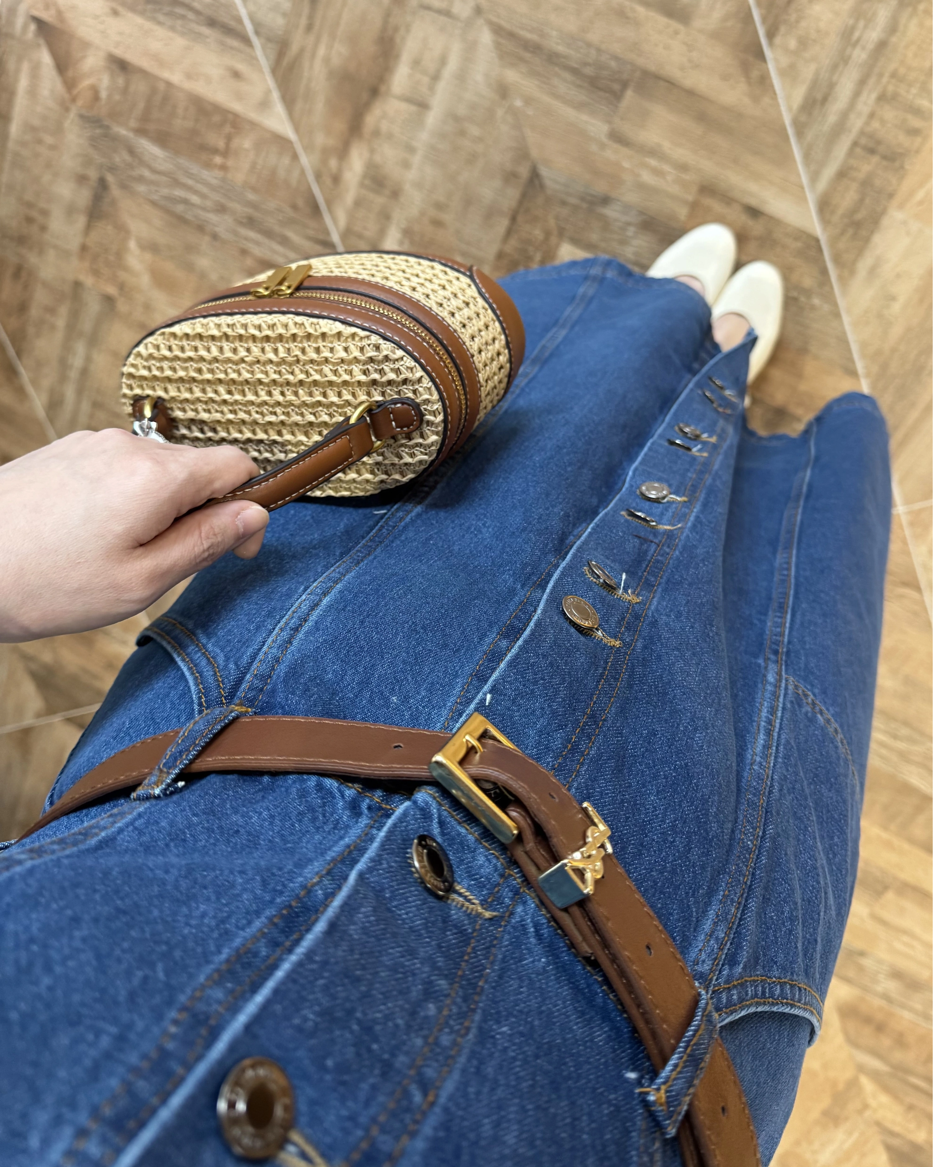 DENIM YARIM KOL ELBİSE -7240