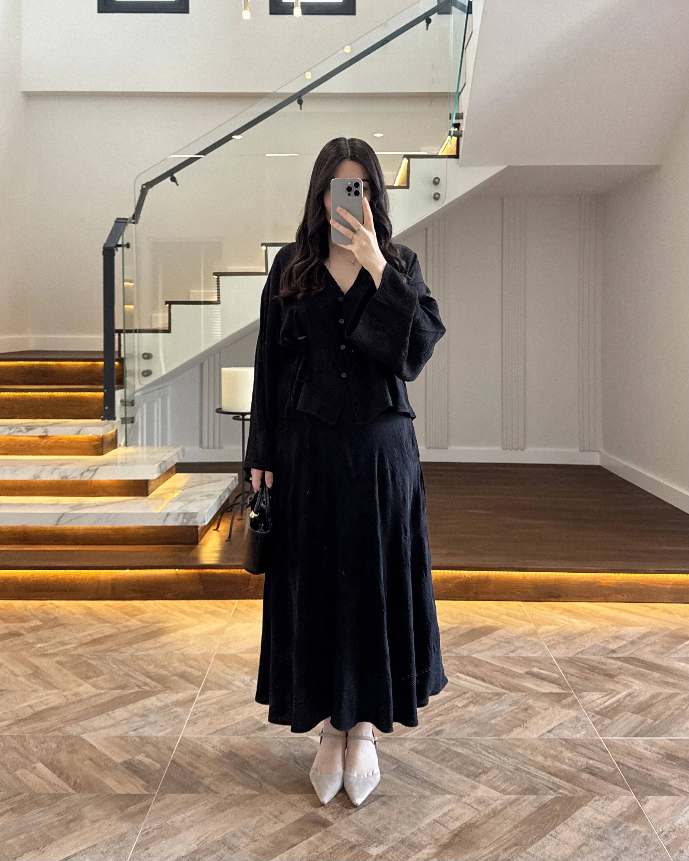 SİYAH İTHAL KUMAŞ ETEK TAKIM-9061