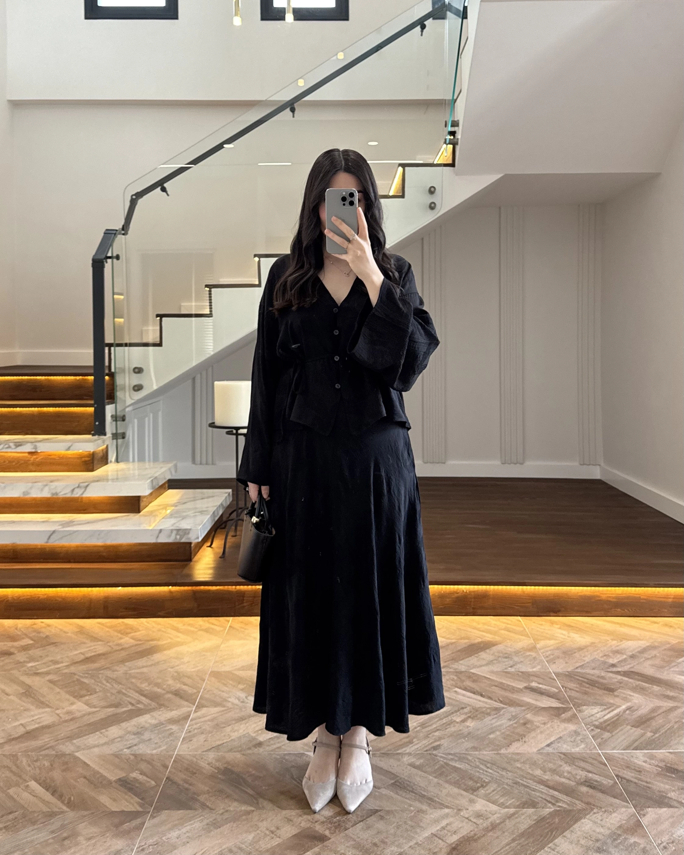 SİYAH İTHAL KUMAŞ ETEK TAKIM-9061