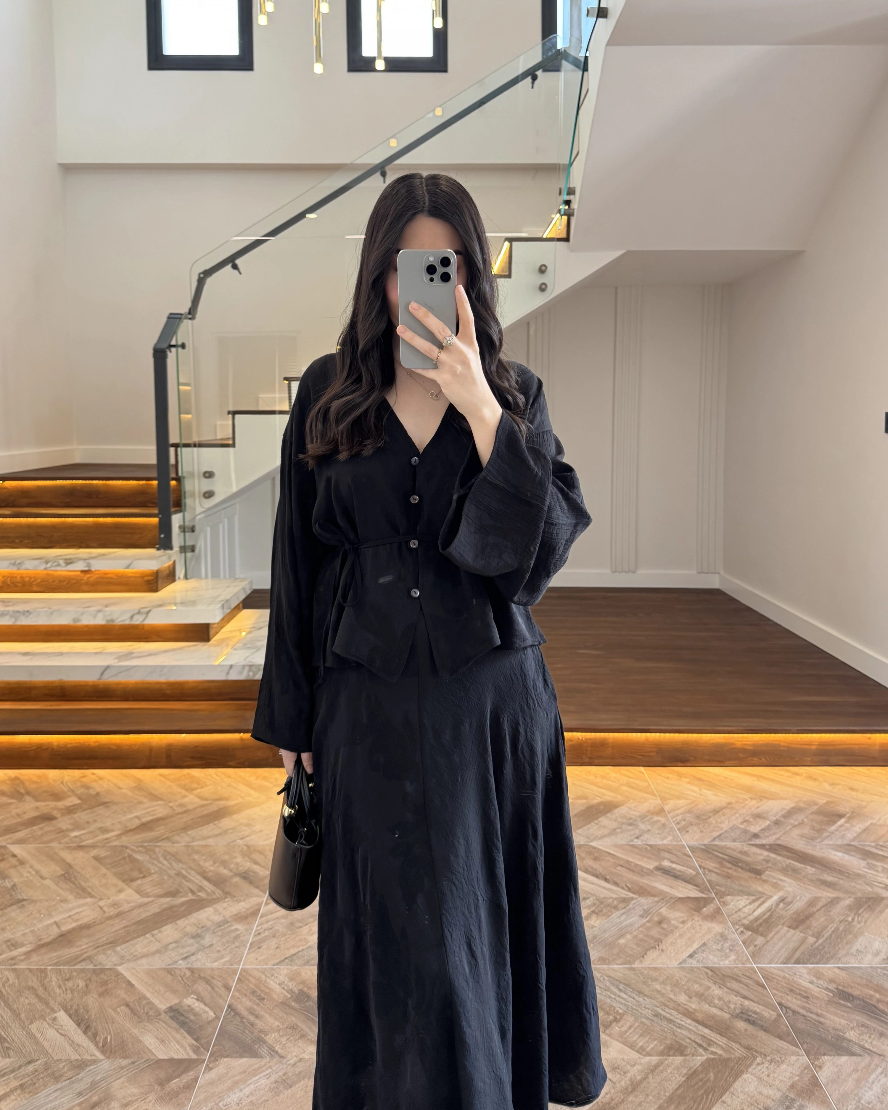 SİYAH İTHAL KUMAŞ ETEK TAKIM-9061