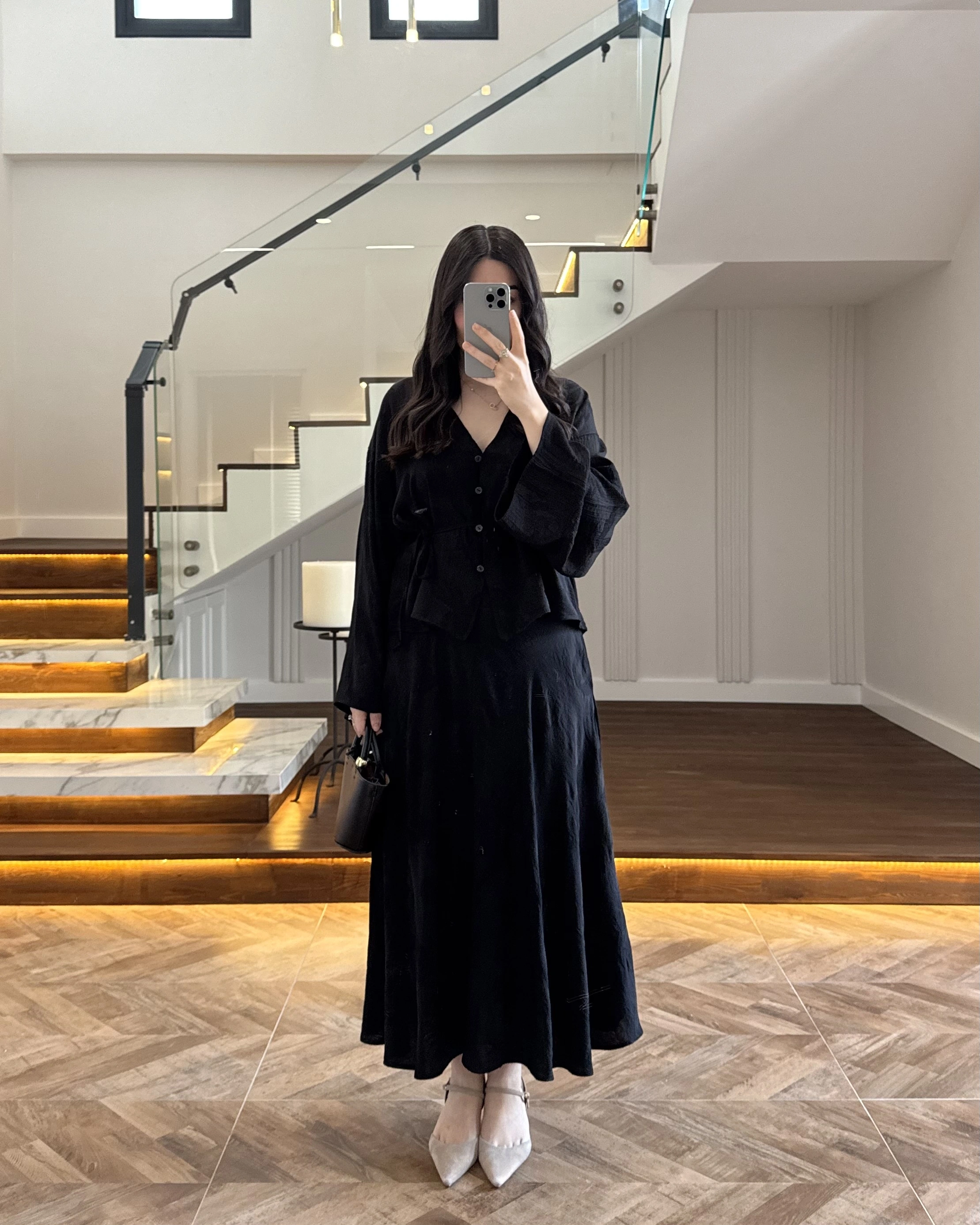 SİYAH İTHAL KUMAŞ ETEK TAKIM-9061