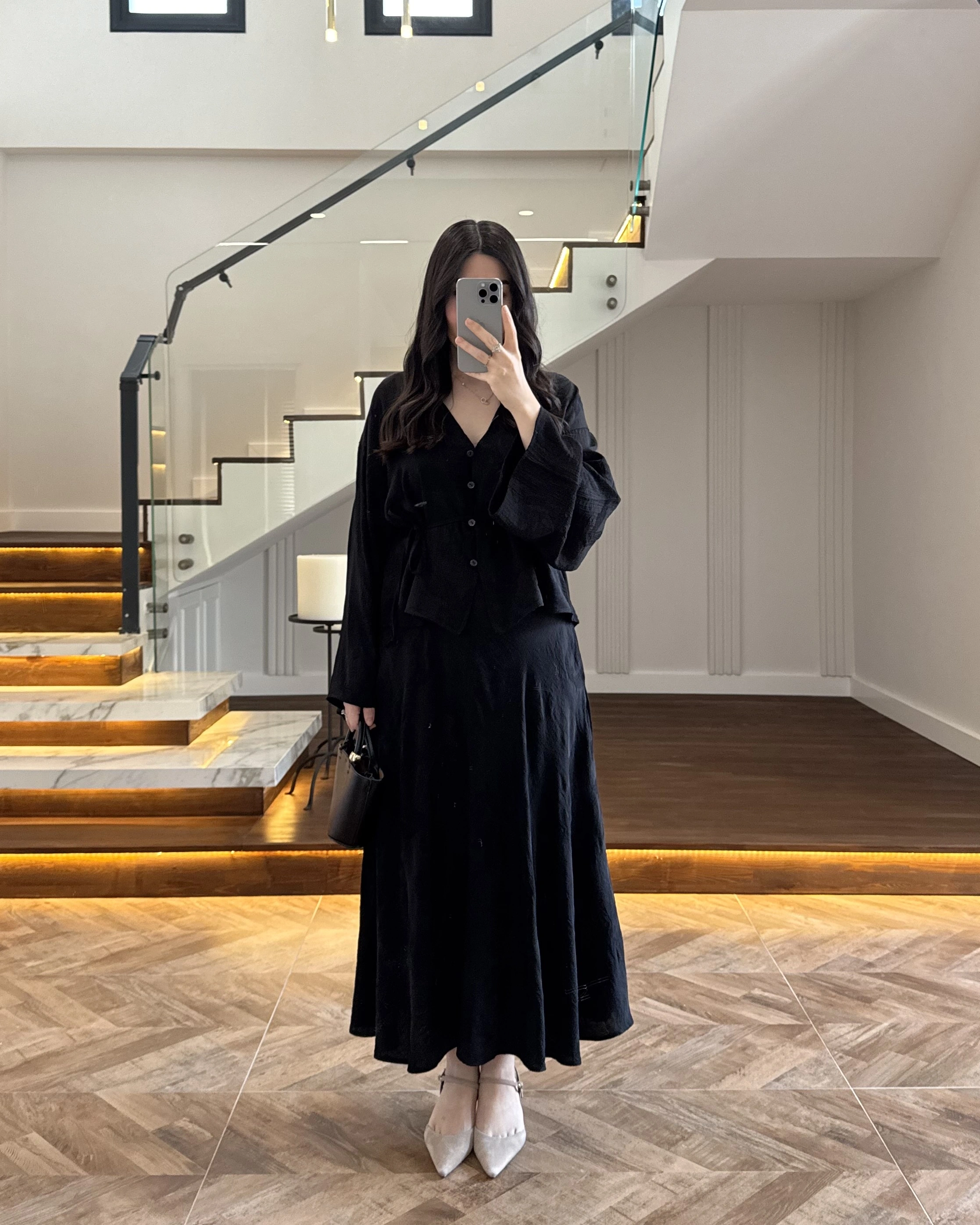 SİYAH İTHAL KUMAŞ ETEK TAKIM-9061