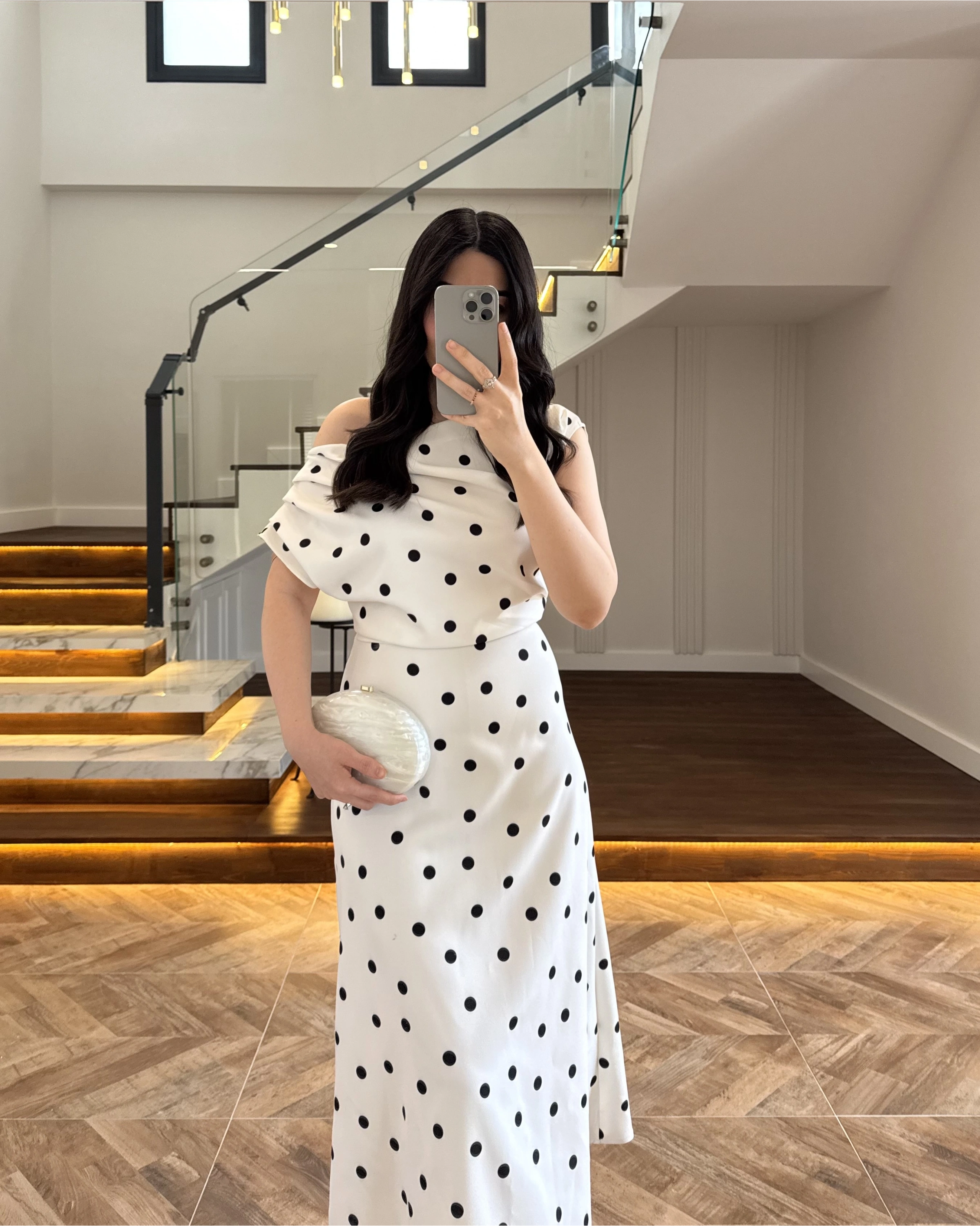 ( ÖN SİPARİŞTİR) PUANTİYELİ KAYIK YAKA ELBİSE-8708