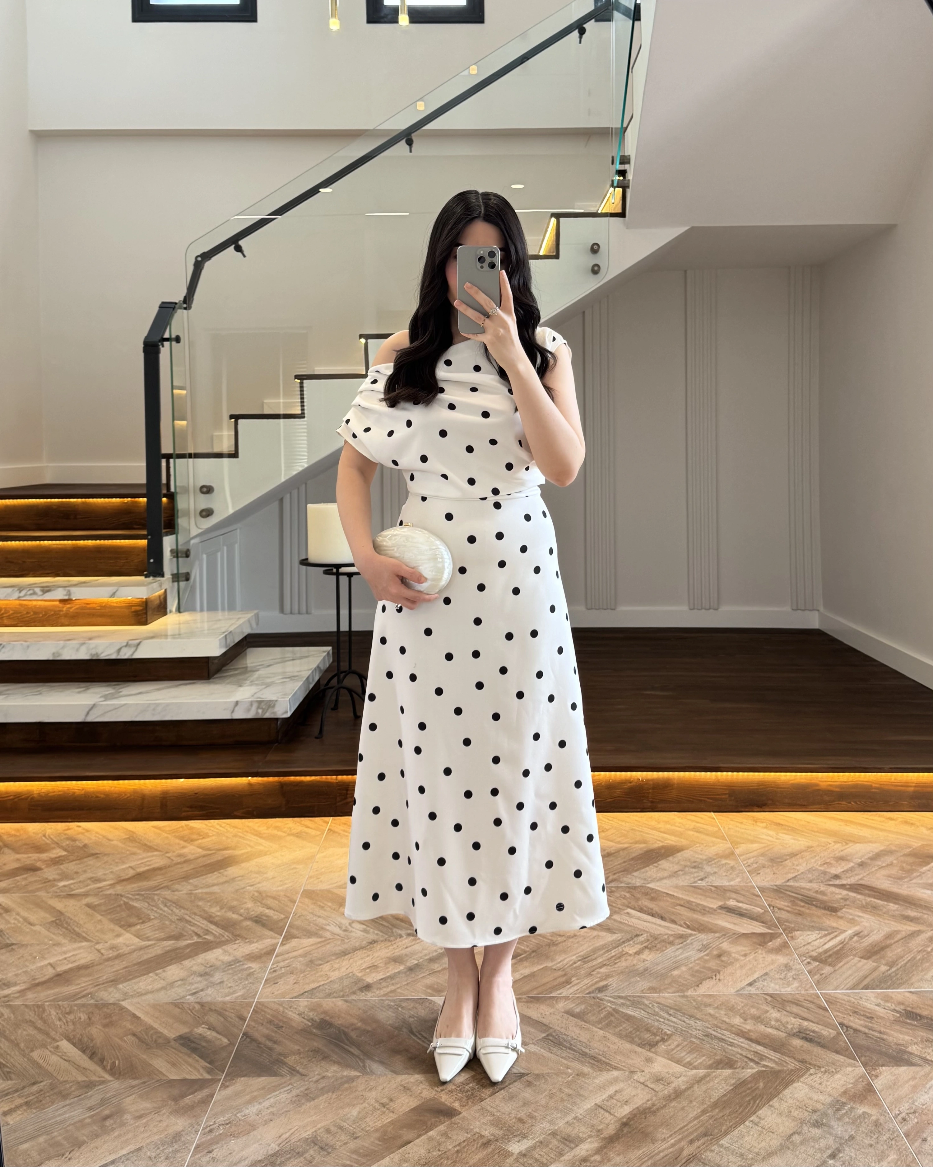 ( ÖN SİPARİŞTİR) PUANTİYELİ KAYIK YAKA ELBİSE-8708