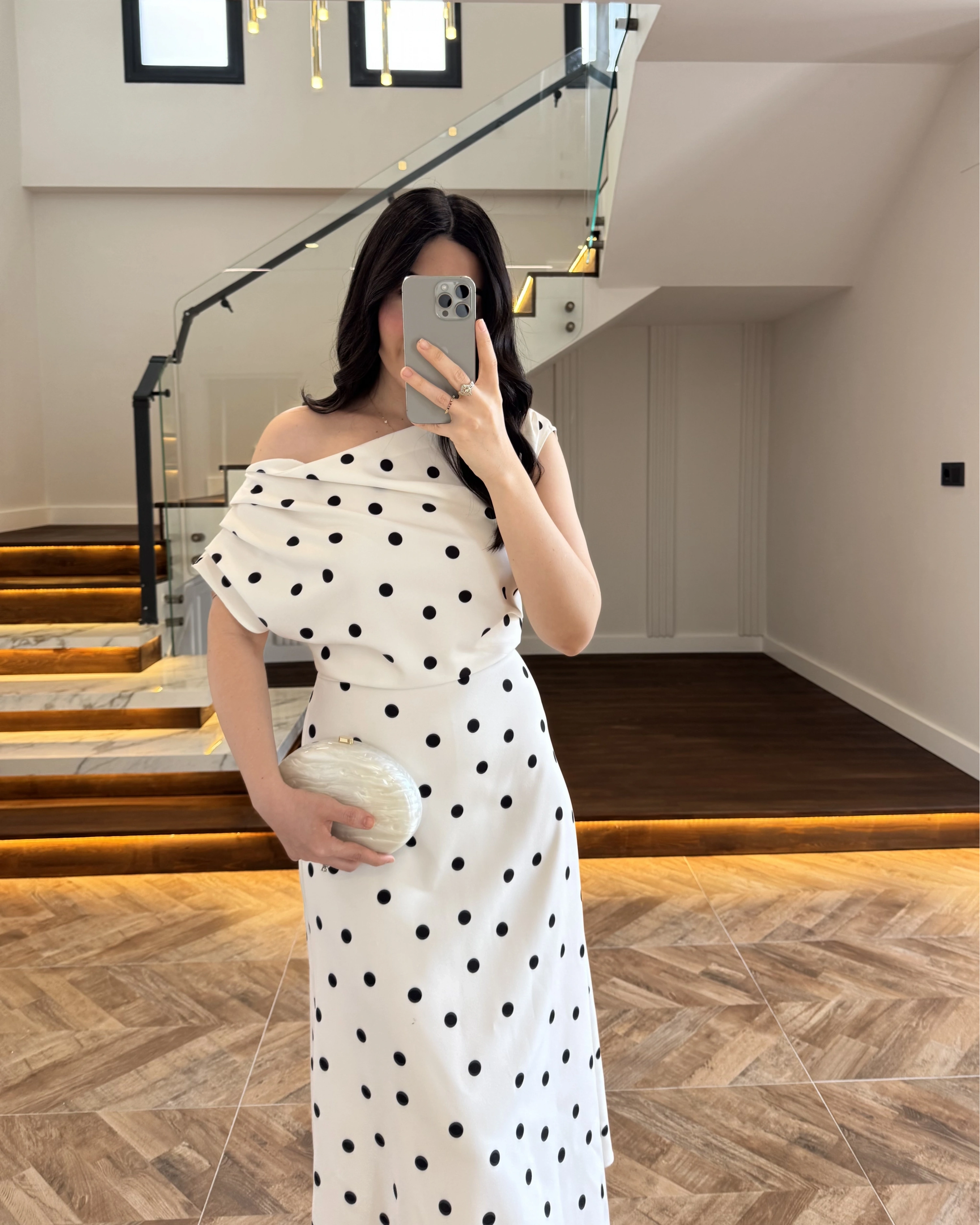 ( ÖN SİPARİŞTİR) PUANTİYELİ KAYIK YAKA ELBİSE-8708