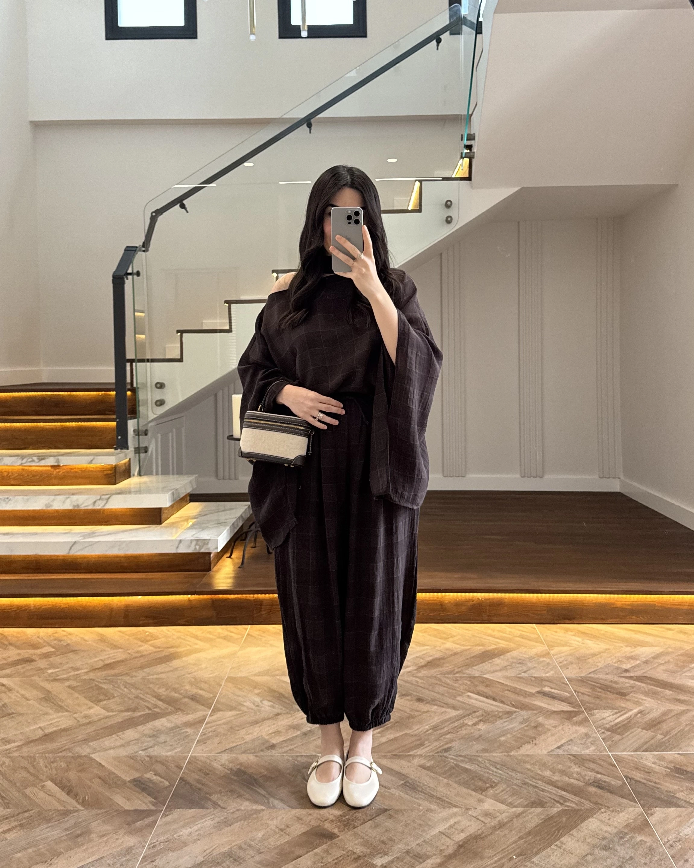 KAHVE PANÇOLU ŞALVAR TAKIM -51344