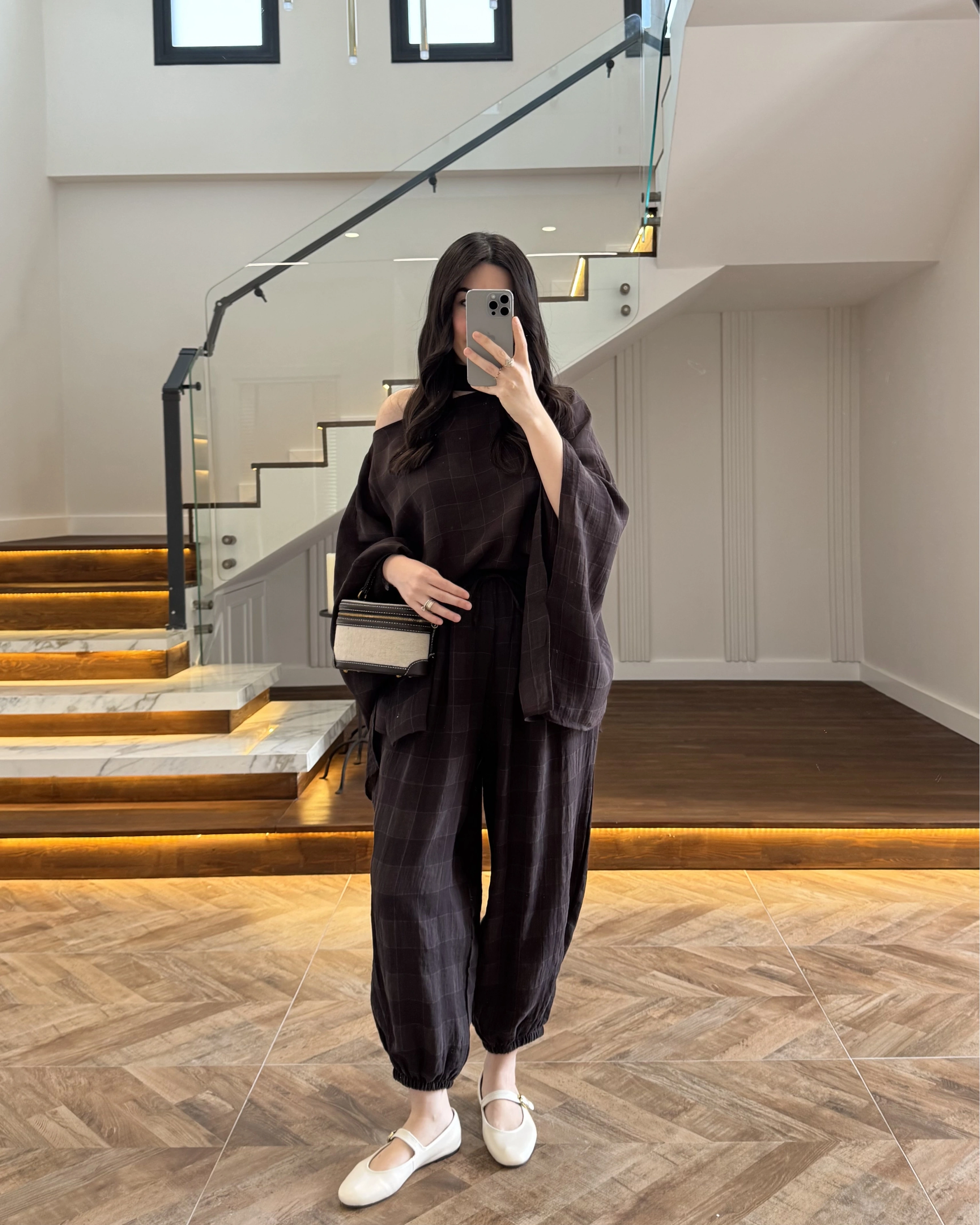 KAHVE PANÇOLU ŞALVAR TAKIM -51344