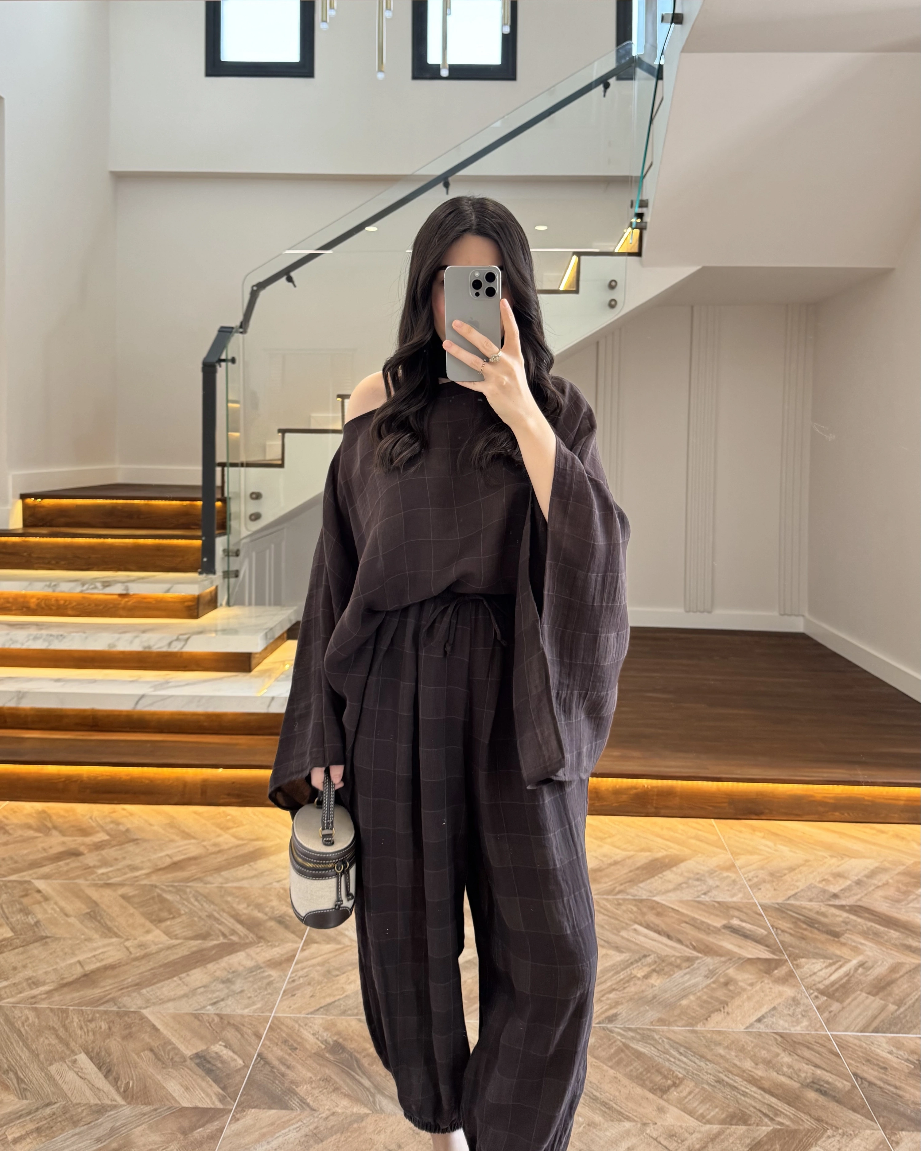 KAHVE PANÇOLU ŞALVAR TAKIM -51344