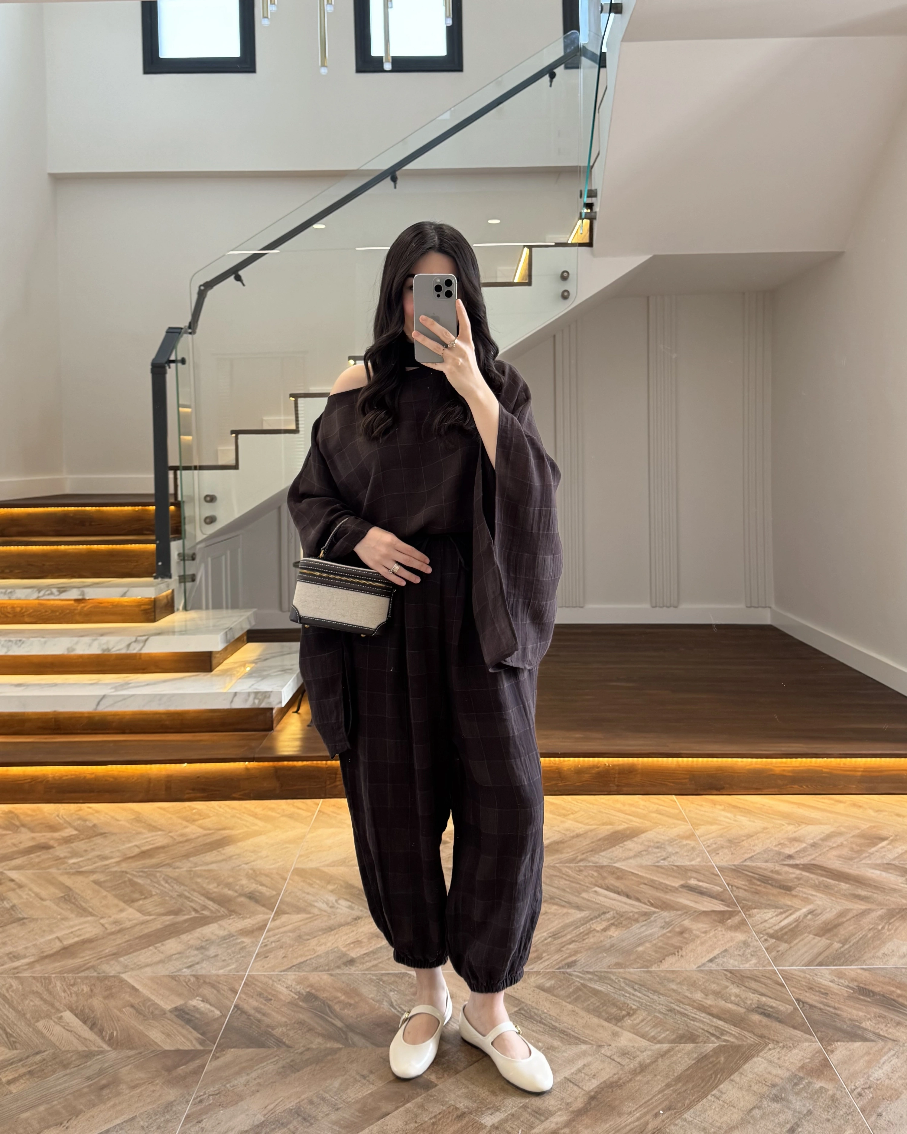 KAHVE PANÇOLU ŞALVAR TAKIM -51344