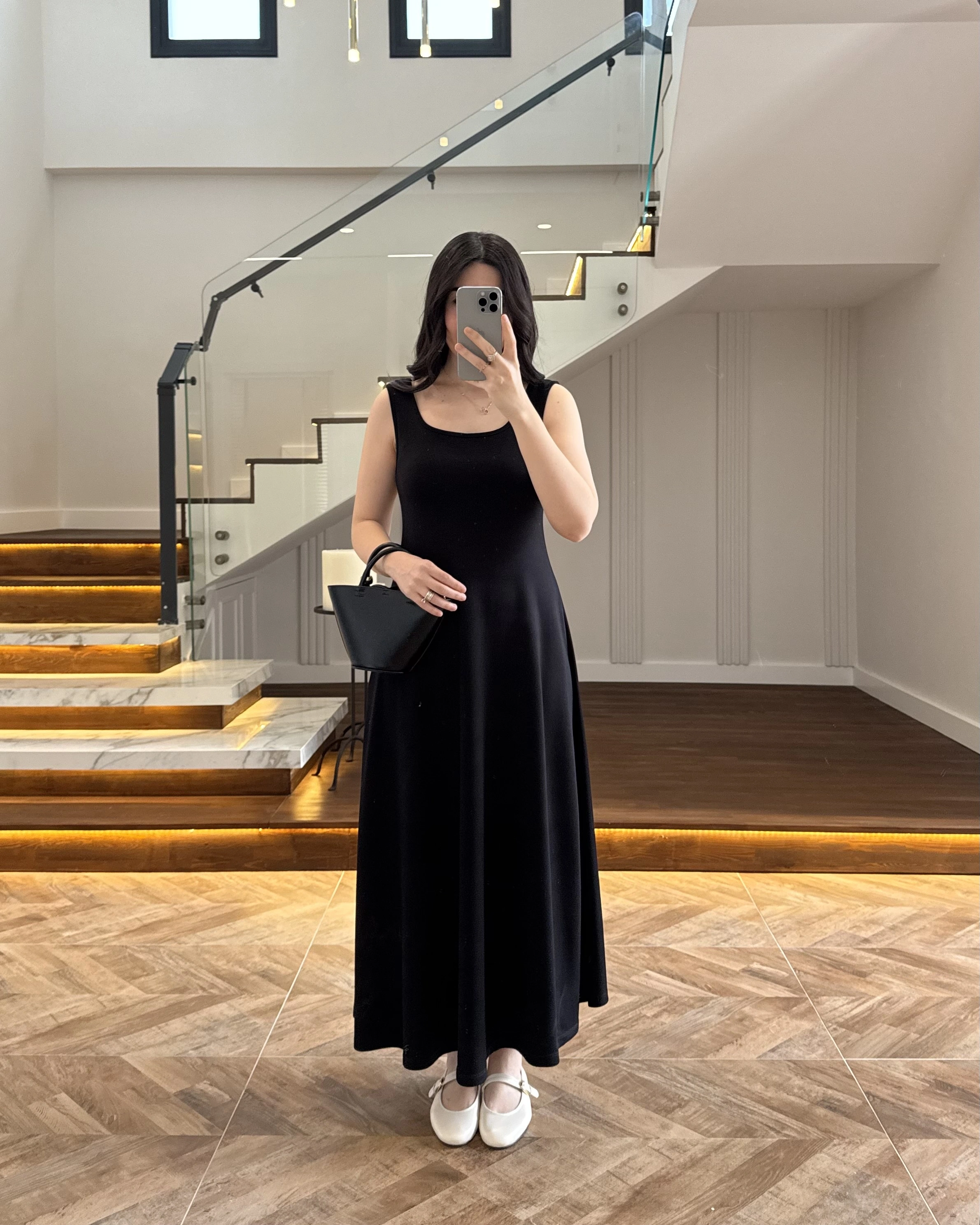 SİYAH MODAL İKİLİ ELBİSE -4064