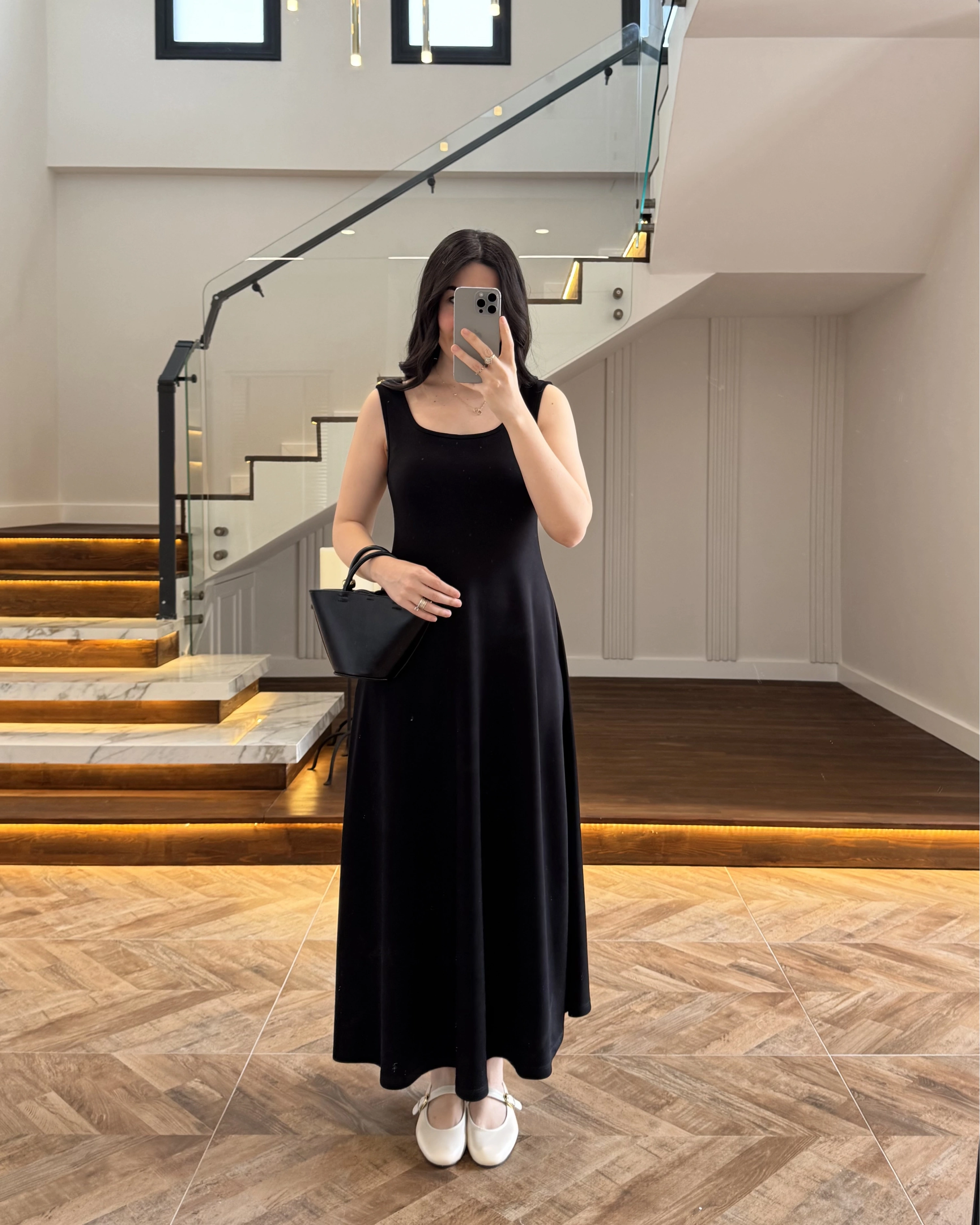 SİYAH MODAL İKİLİ ELBİSE -4064