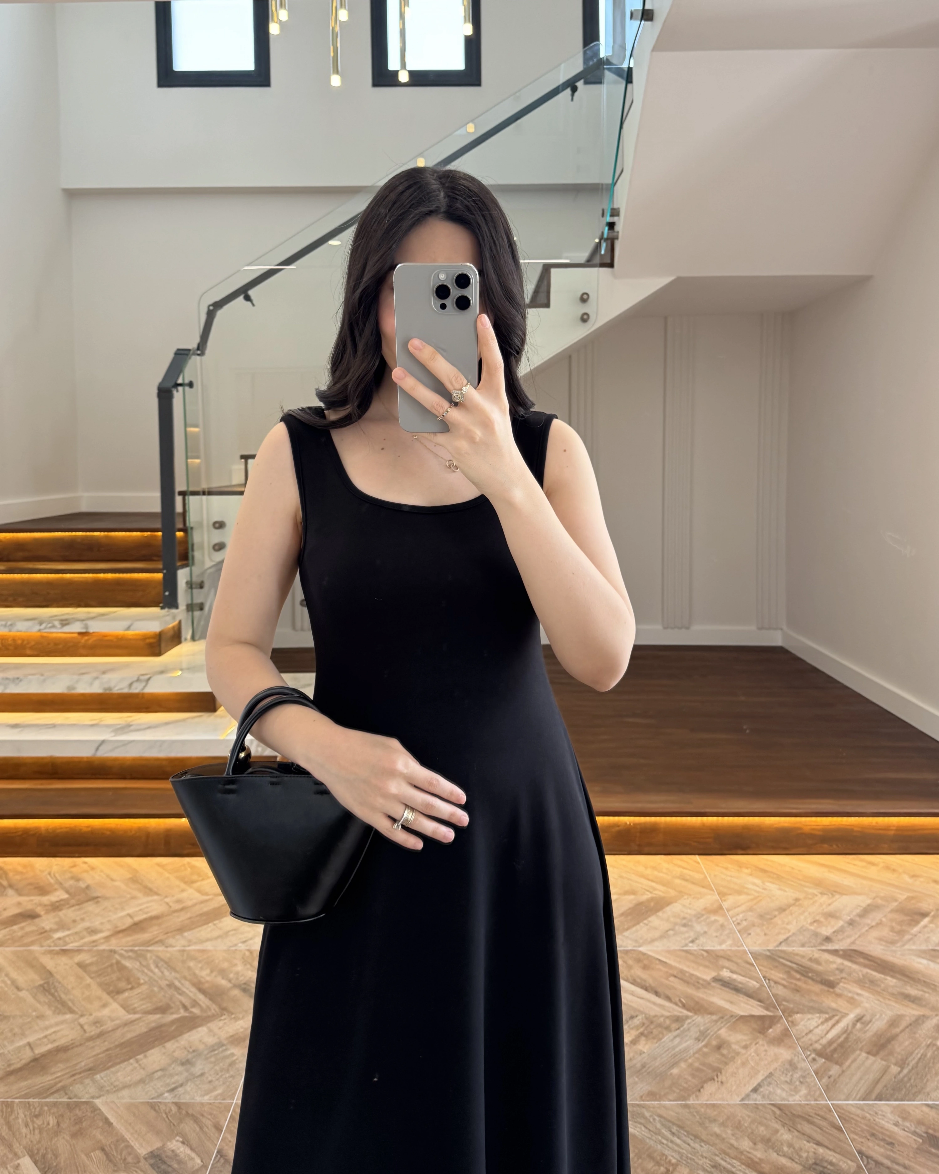 SİYAH MODAL İKİLİ ELBİSE -4064