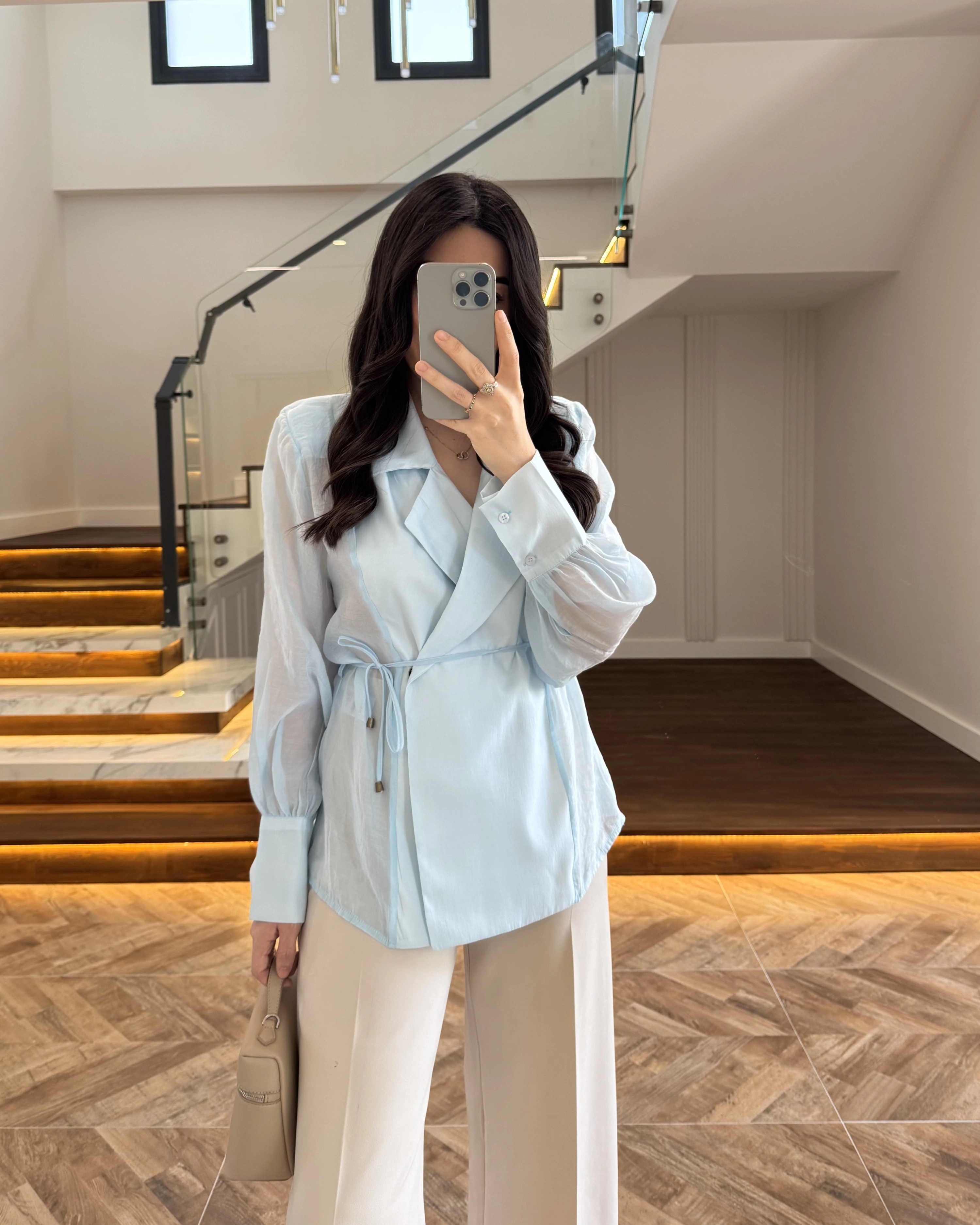 MAVİ TRANSPARAN CEKET -5029