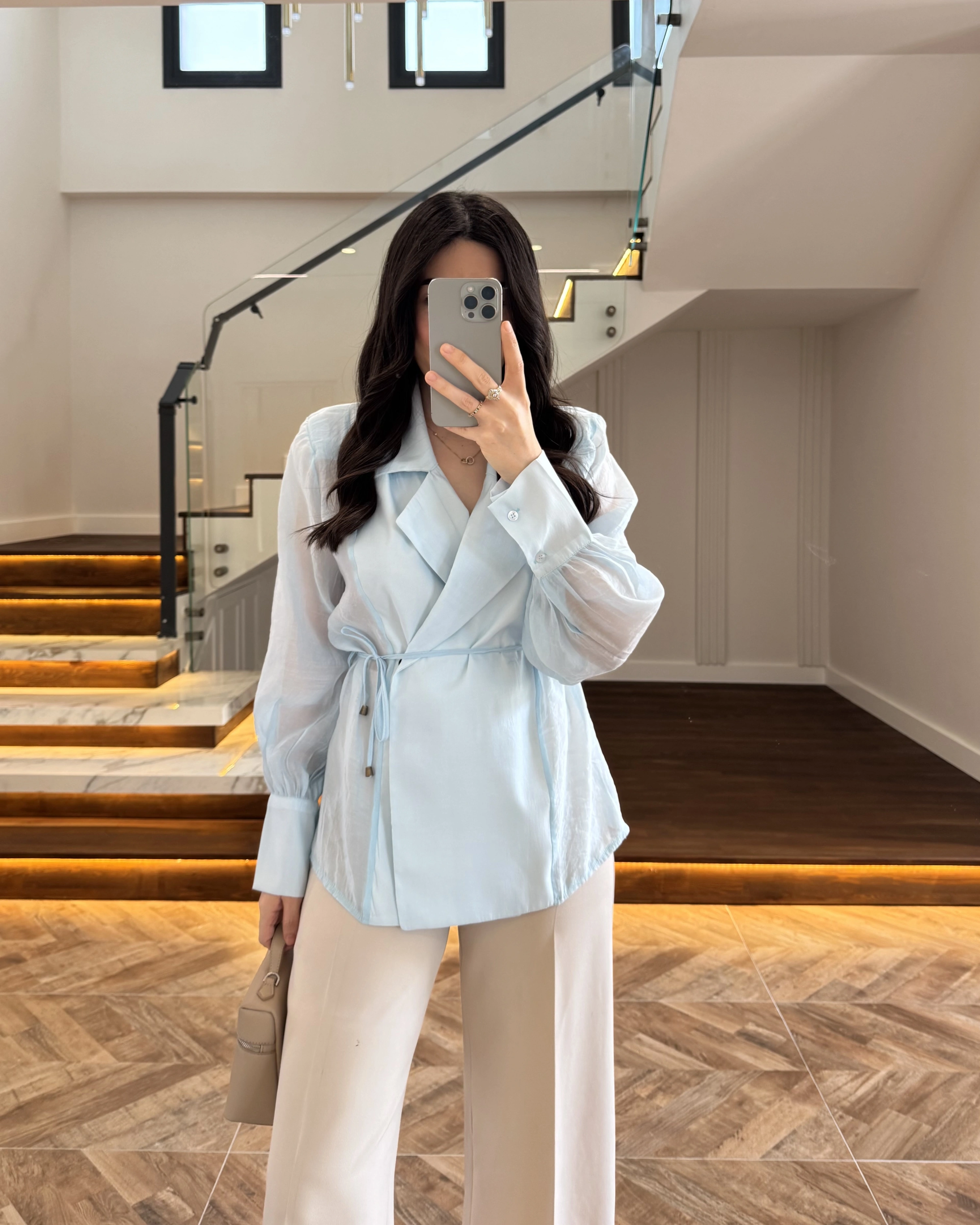 MAVİ TRANSPARAN CEKET -5029