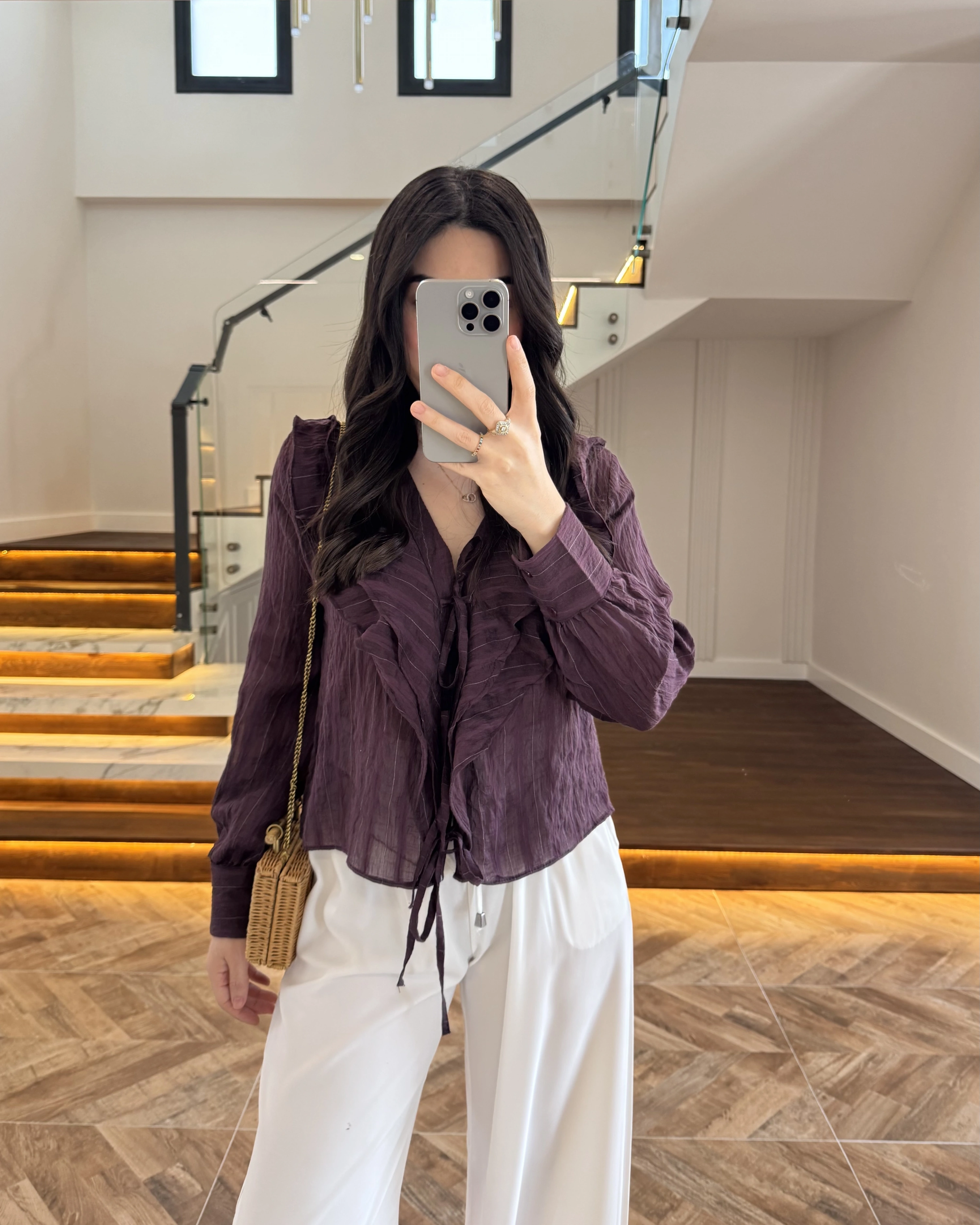 MÜRDÜM ÖNÜ FIRFIR BAĞLAMA DETAYLI BLUZ-1069