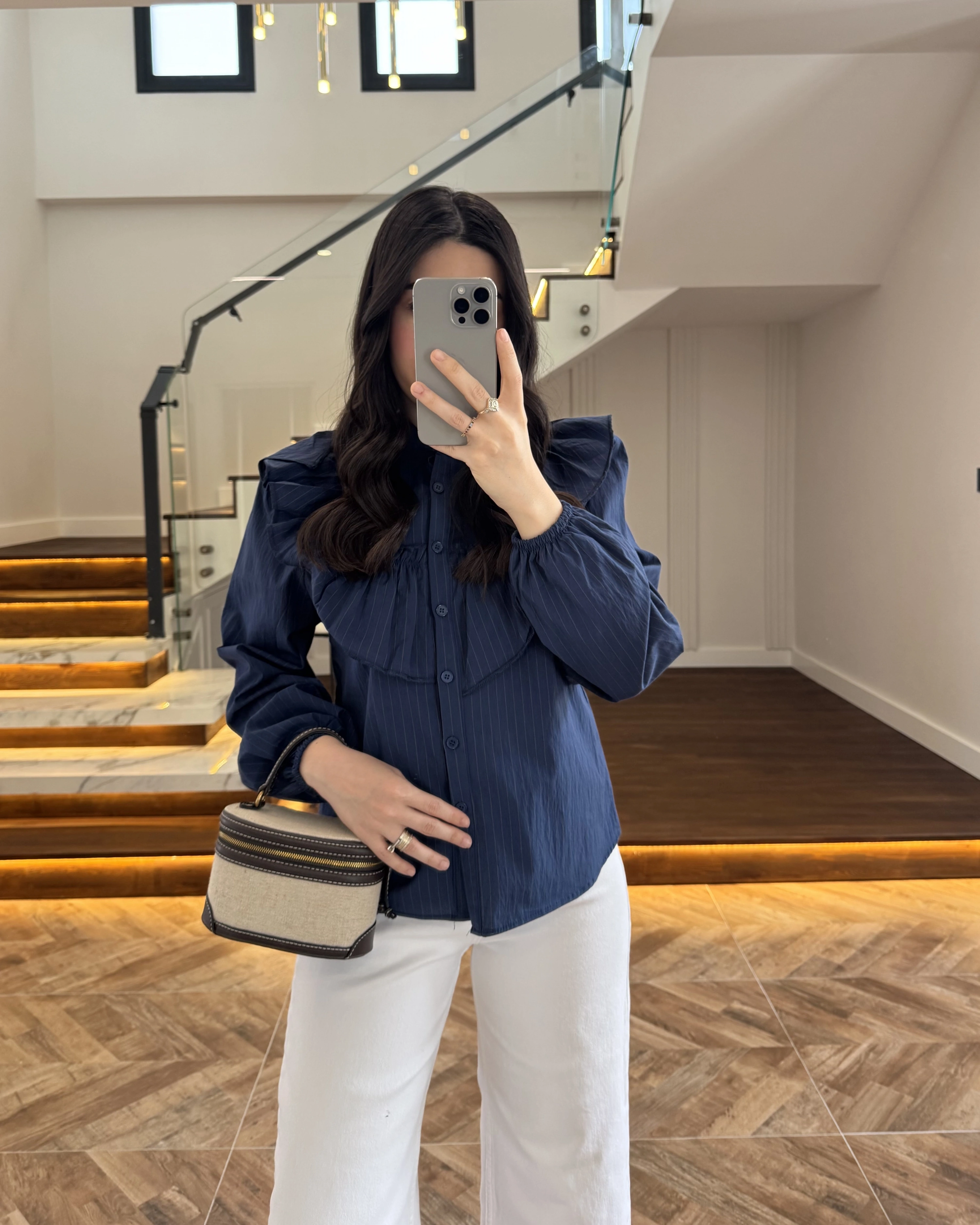 LACİVERT FIRFIRLI GÖMLEK -260919