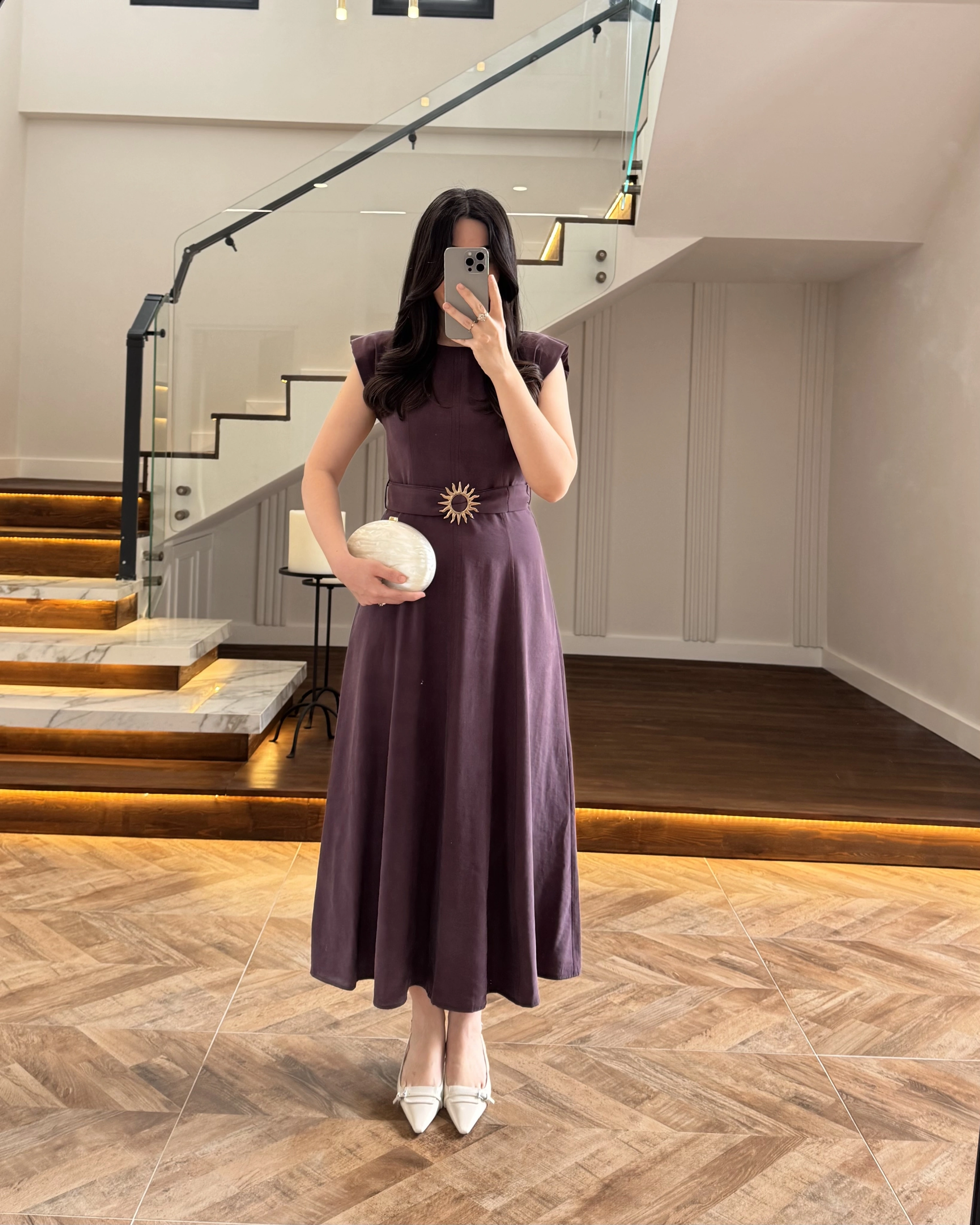 BORDO TOKA DETAYLI TENSEL ELBİSE -260990